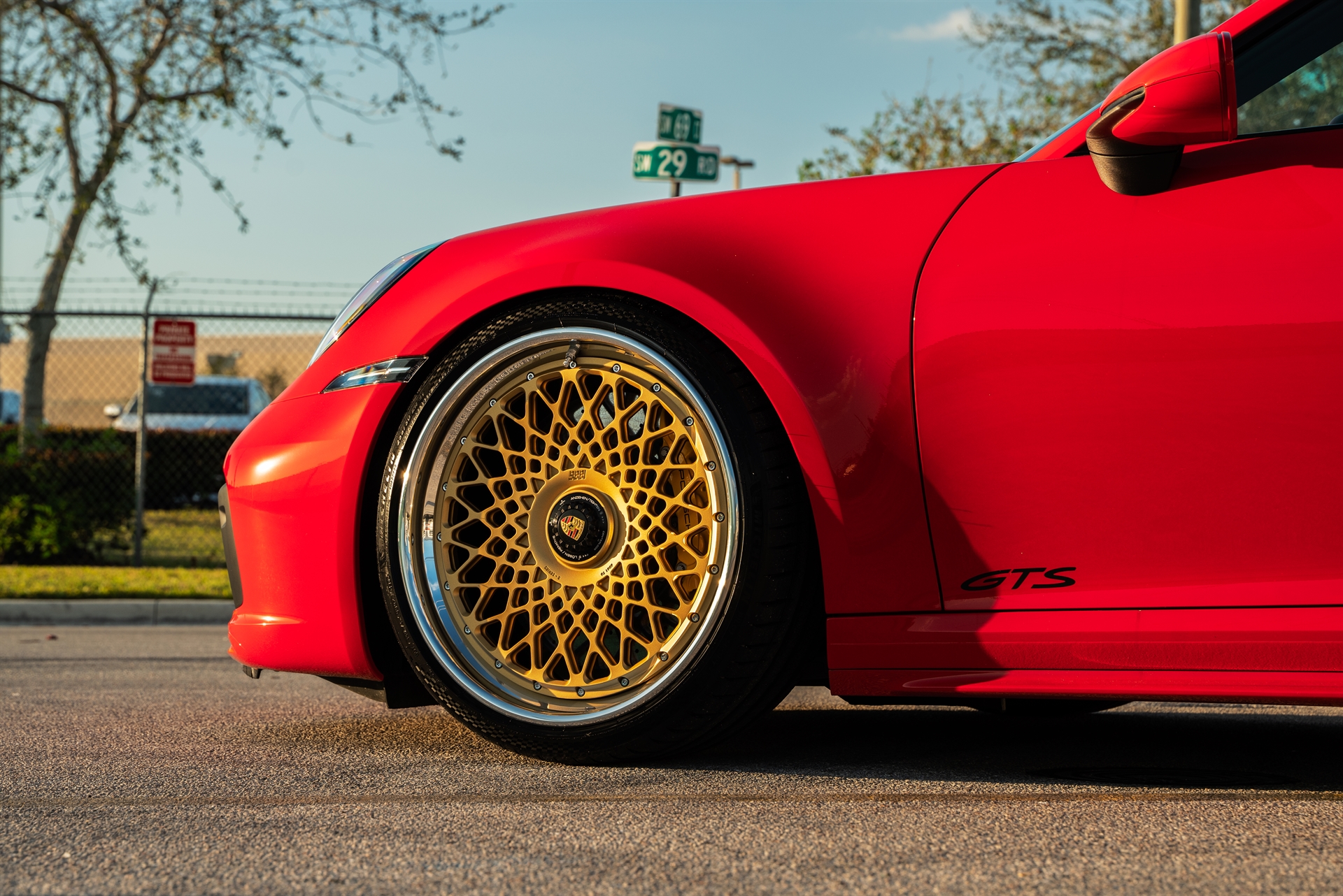 Porsche 992 Carrera GTS | Guards Red | 1886 S009 Wheels | Satin Gold