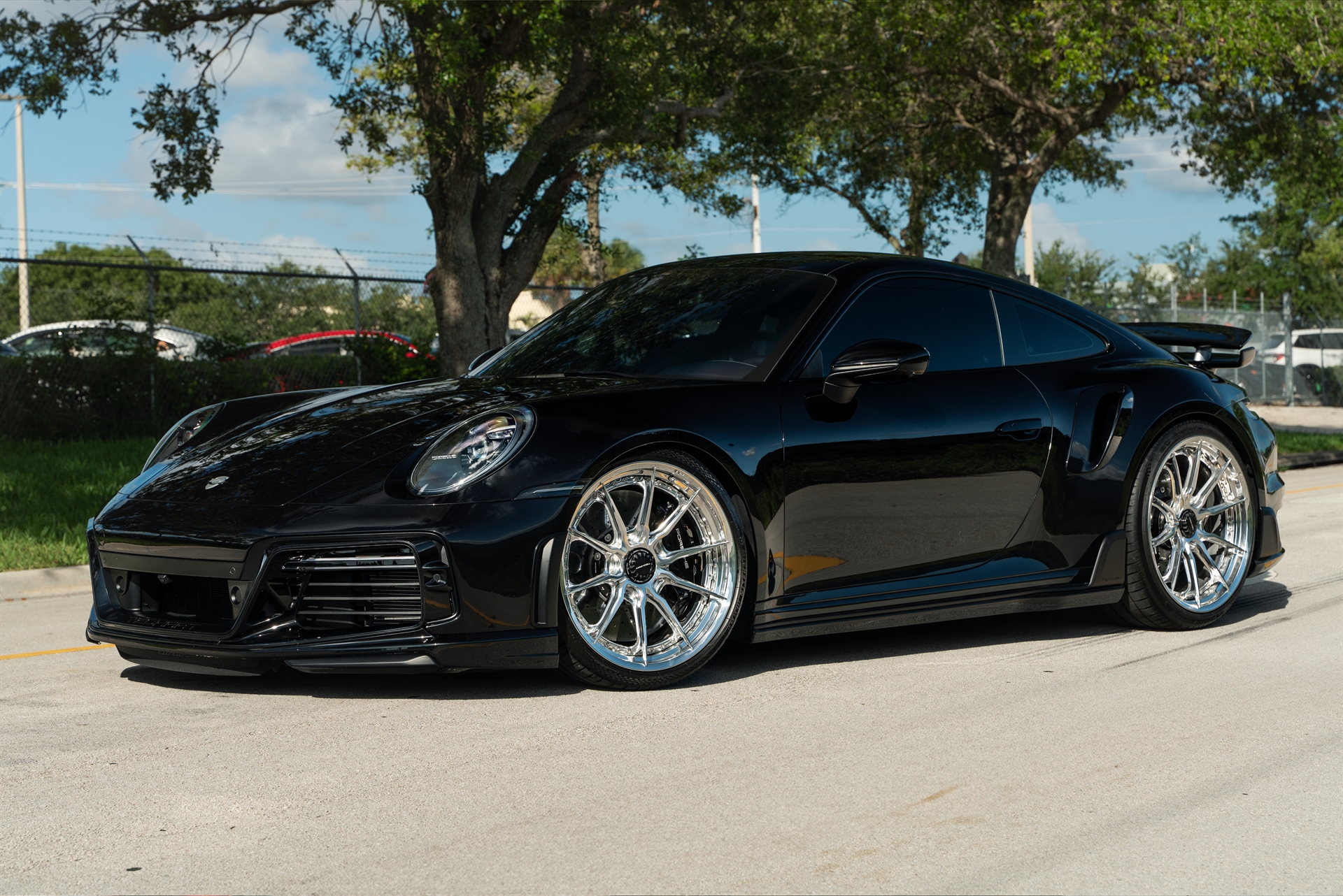 Porsche 992 Turbo S | Jet Black Metallic | on HRE S104SC | Polished Clear | Techart Aero Kit