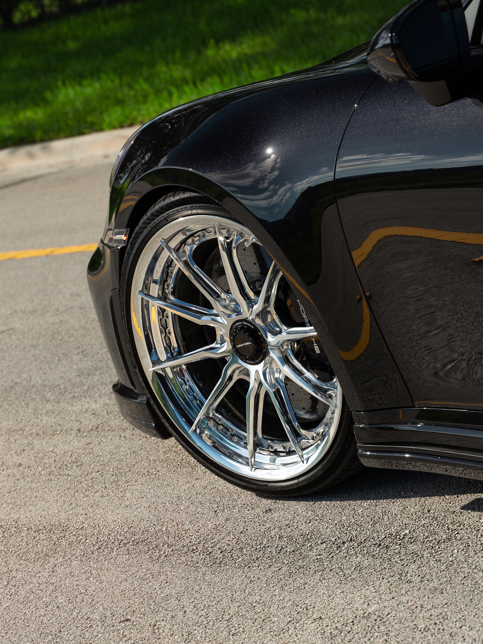 Porsche 992 Turbo S | Jet Black Metallic | on HRE S104SC | Polished Clear | Techart Aero Kit