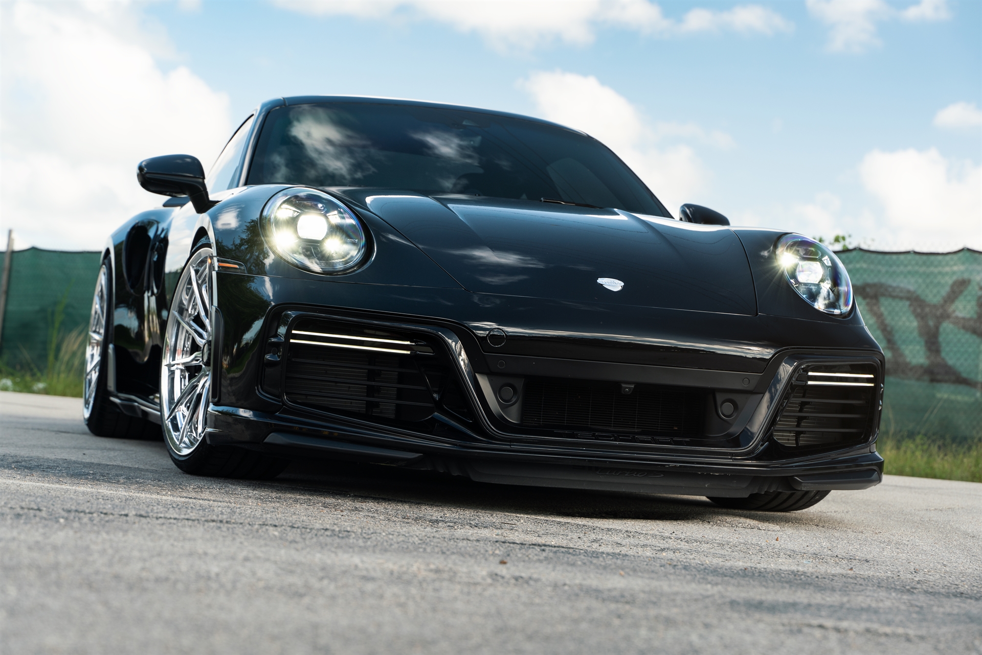 Porsche 992 Turbo S | Jet Black Metallic | on HRE S104SC | Polished Clear | Techart Aero Kit