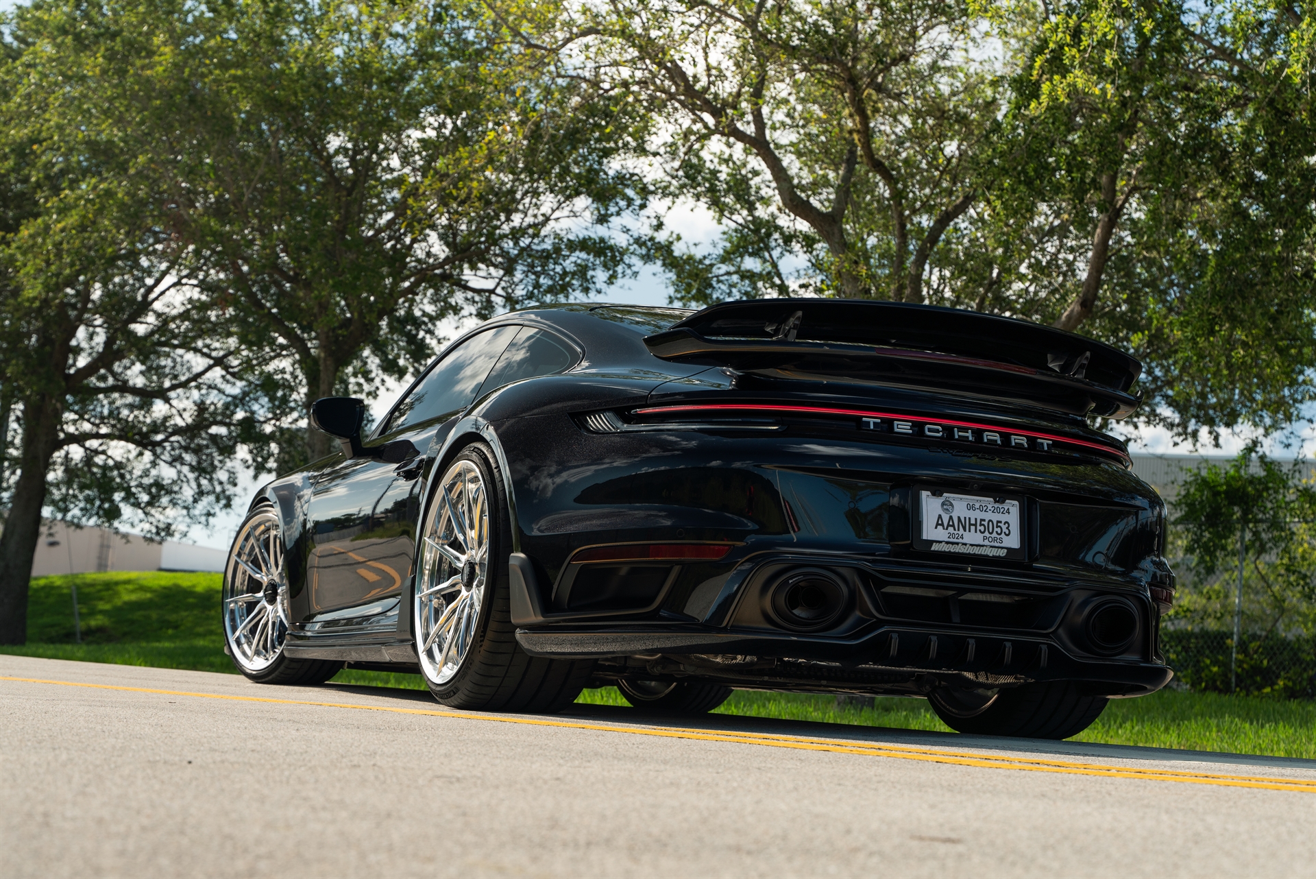 Porsche 992 Turbo S | Jet Black Metallic | on HRE S104SC | Polished Clear | Techart Aero Kit