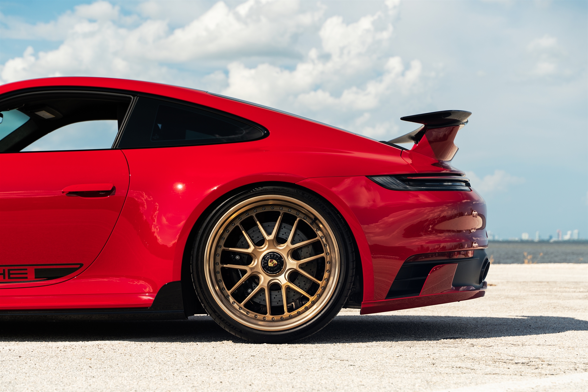 Porsche 992 GTS | Carmine Red | on 1886 Wheels S010| Brushed Champagne