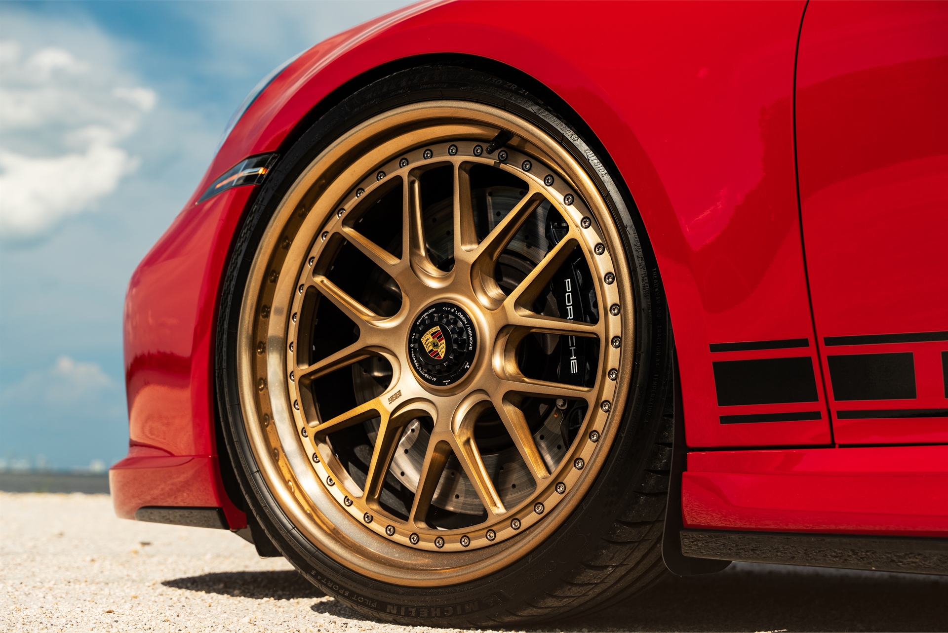 Porsche 992 GTS | Carmine Red | on 1886 Wheels S010| Brushed Champagne