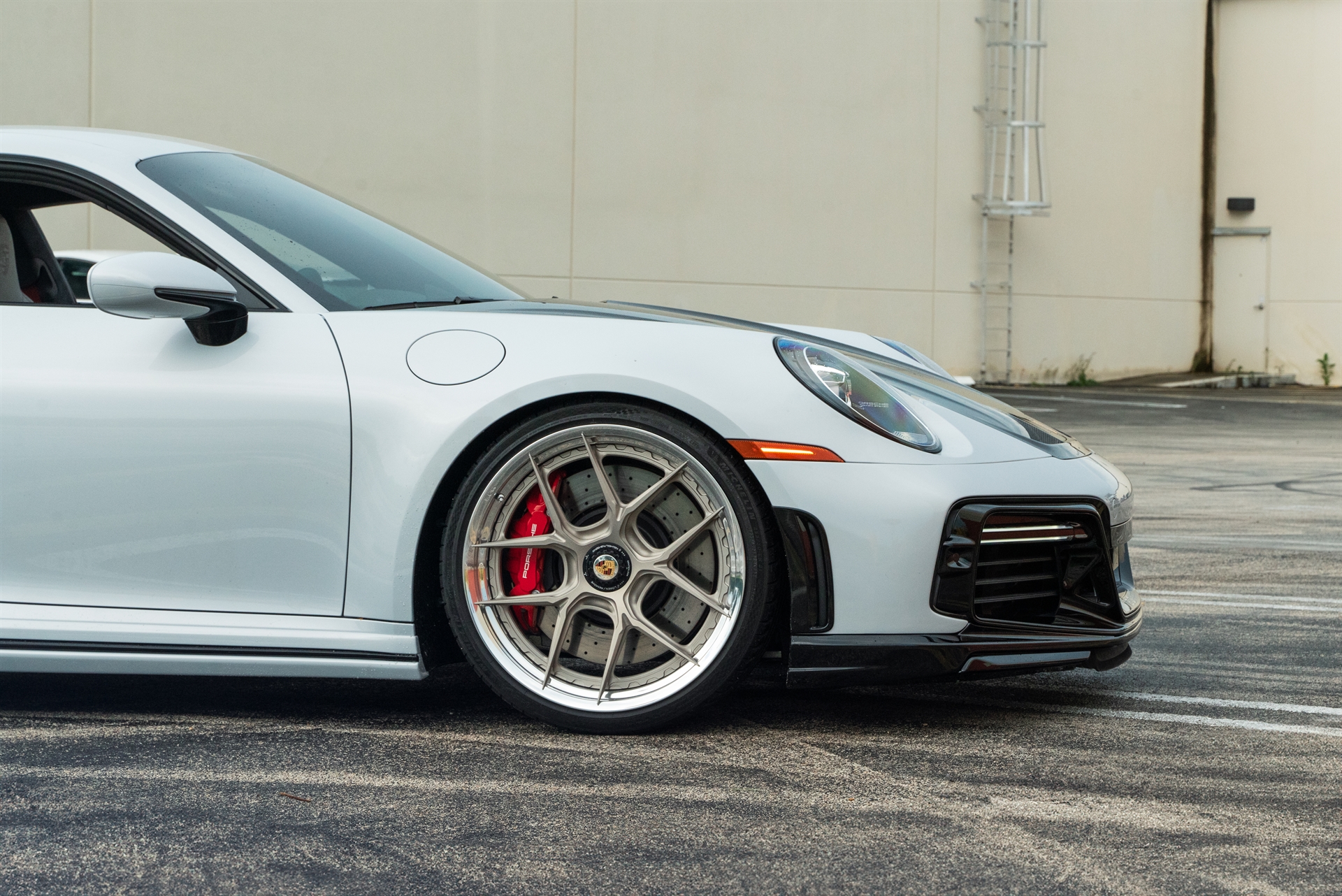 Porsche 992 Turbo S | Ice Gray Metallic| on HRE S101SC | Satin White Gold