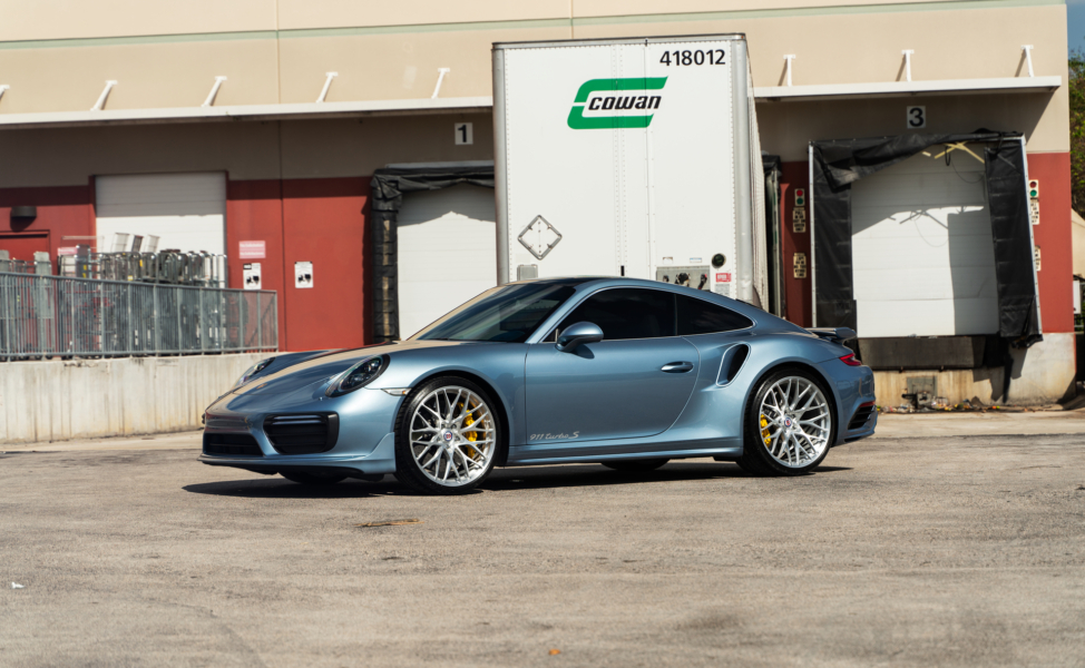 Porsche 991 Turbo S | Ice Blue Metallic | on HRE 520M | Brushed Clear