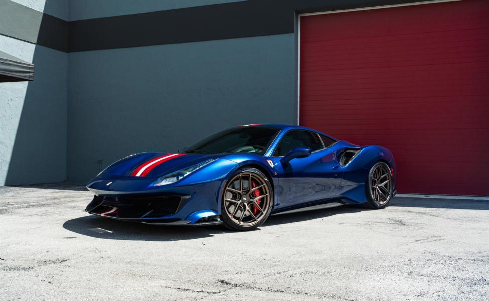 Ferrari 488 Pista | TDF Blue | on HRE R101LW | Santin Bronze