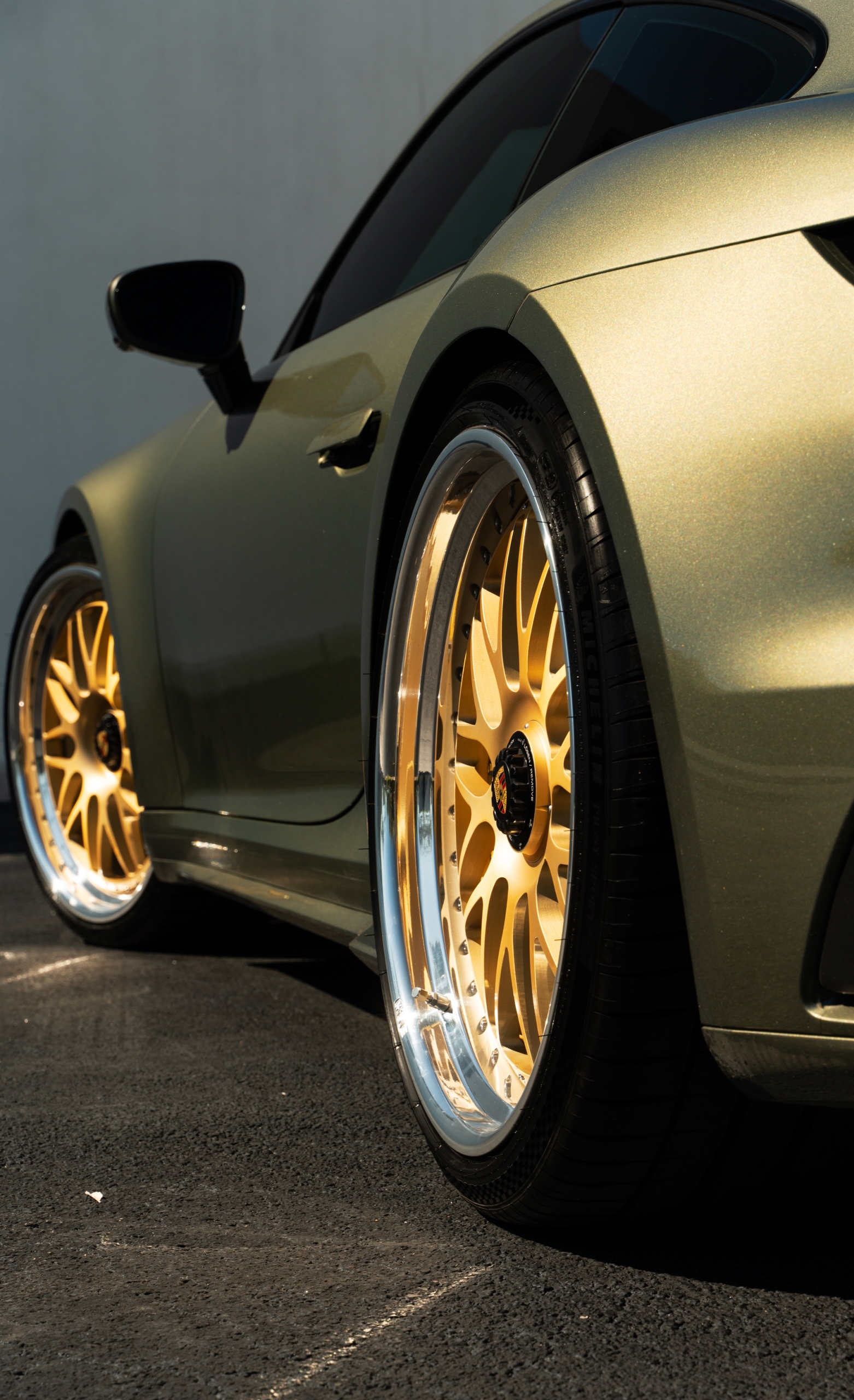 Porsche 992 Turbo S | Aventurine Green | on HRE 540 FMR | Frozen Brushed Gold