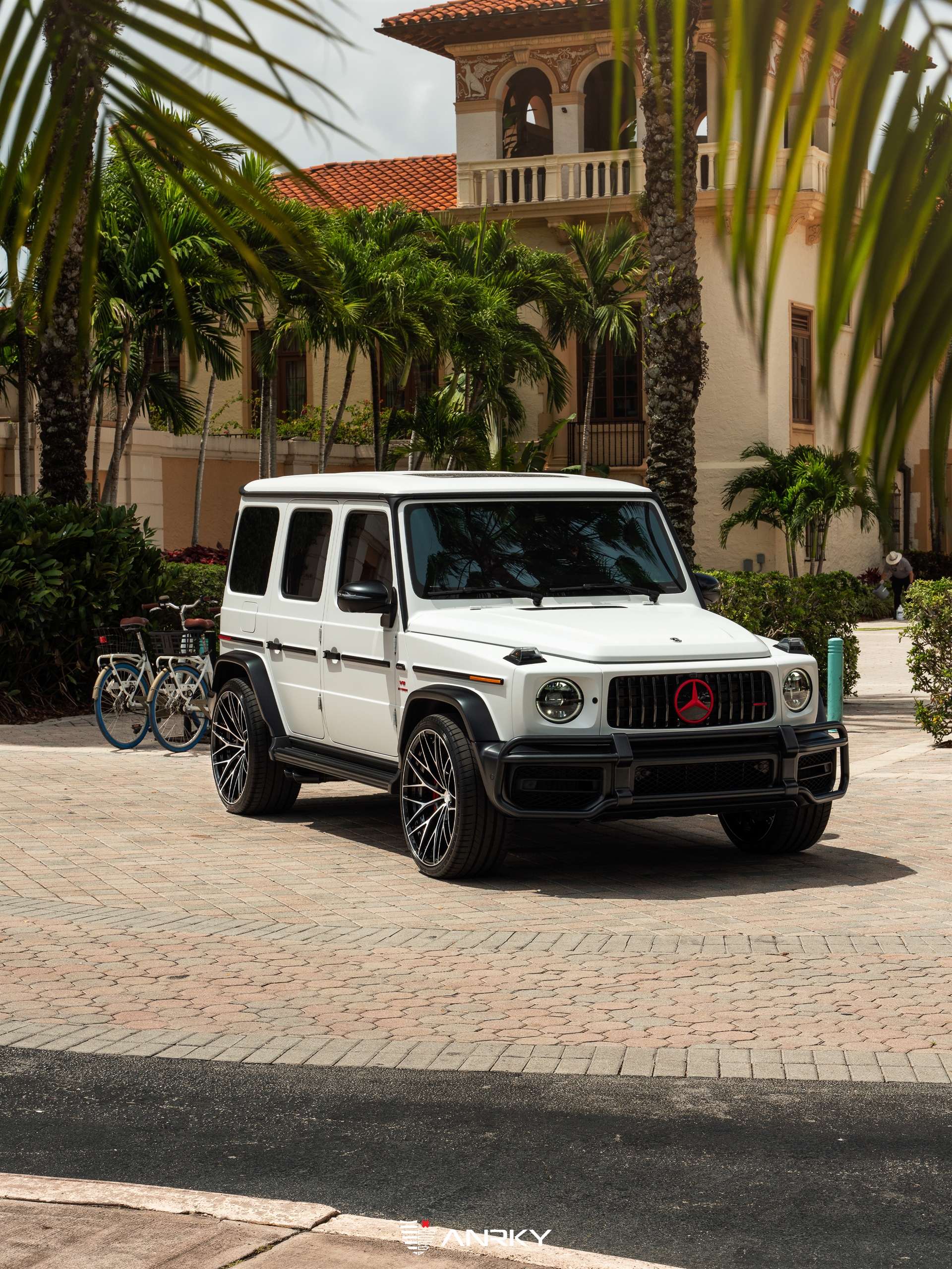 Mercedes Benz AMG G63 | Polar White | on ANRKY AN20 | Two Tone: Brushed Face + Gloss Black Window