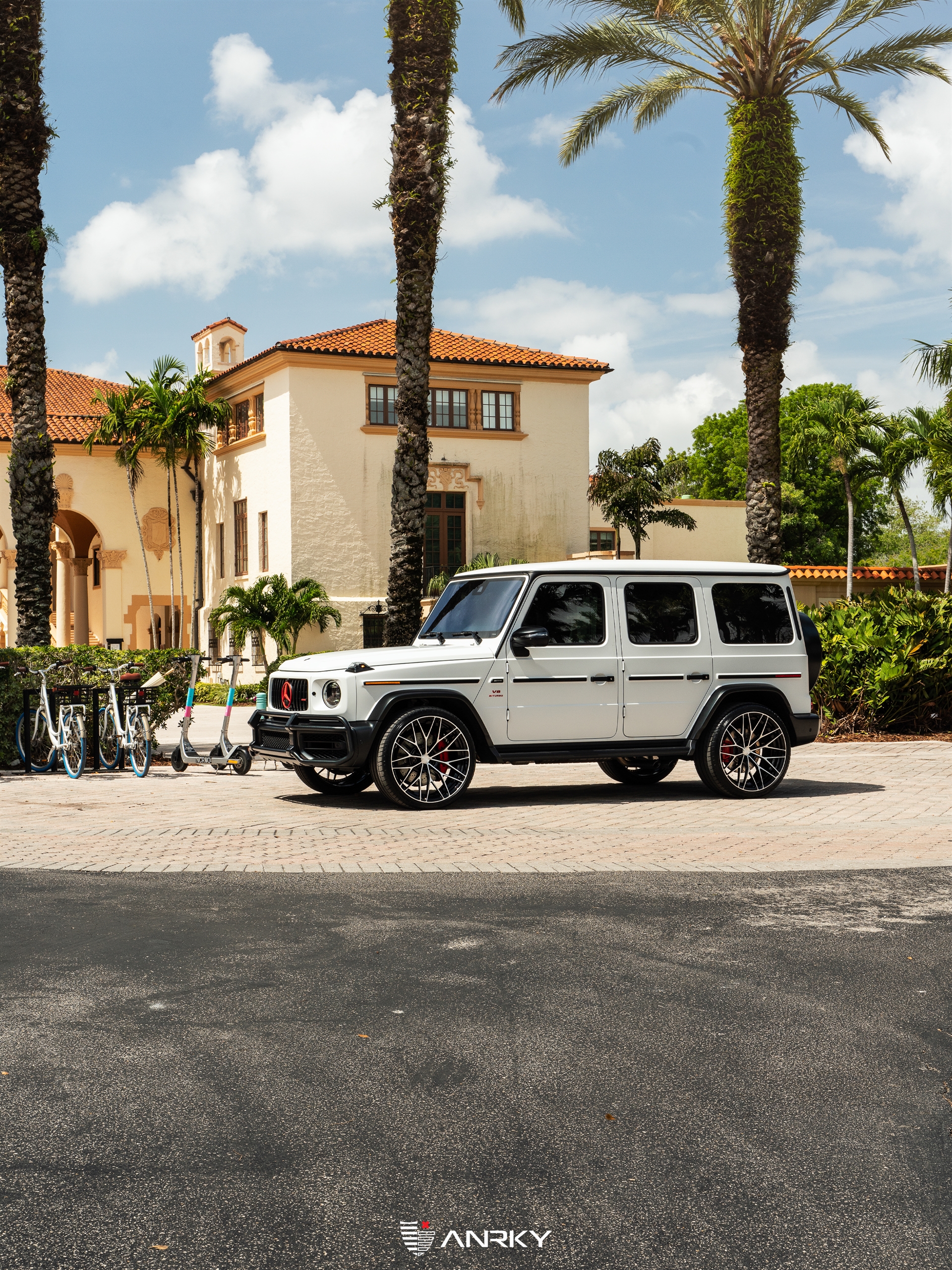 Mercedes Benz AMG G63 | Polar White | on ANRKY AN20 | Two Tone: Brushed Face + Gloss Black Window
