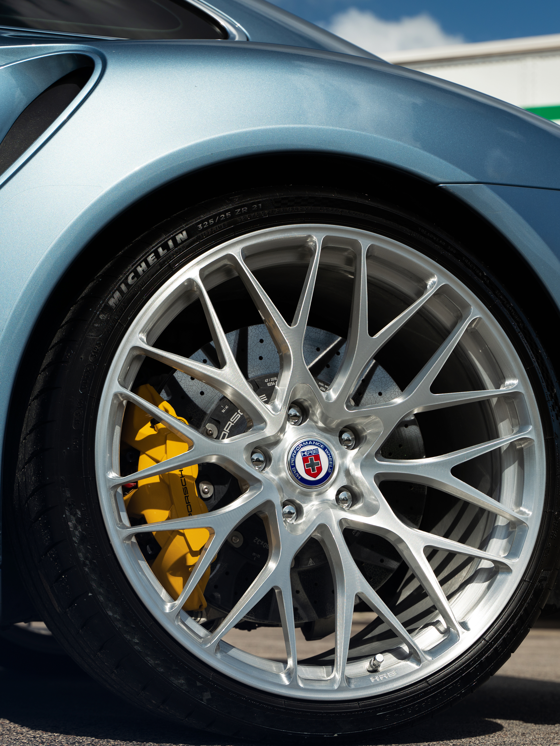 Porsche 991 Turbo S | Ice Blue Metallic | on HRE 520M | Brushed Clear