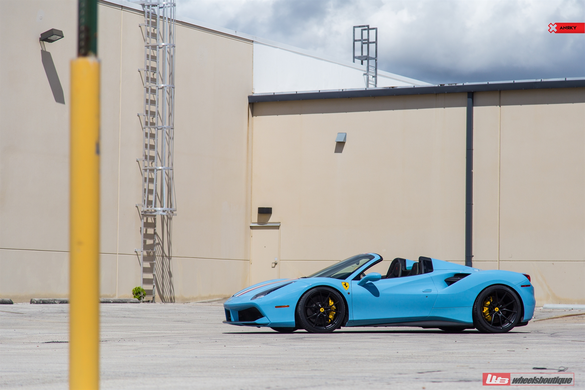 FERRARI 488 SPIDER | Azzuro La Plata | on ANRKY AN12 | Satin Black