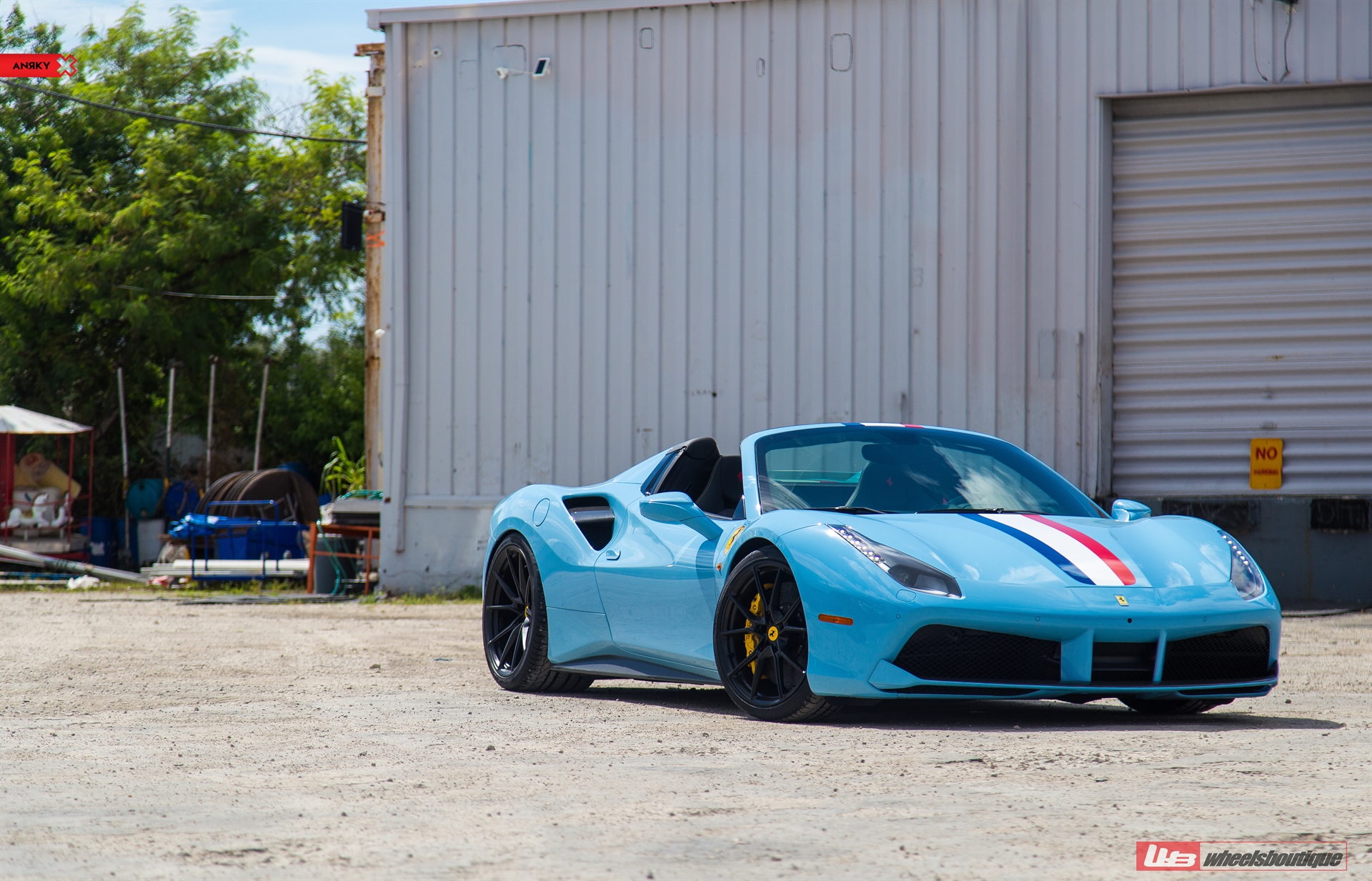 FERRARI 488 SPIDER | Azzuro La Plata | on ANRKY AN12 | Satin Black