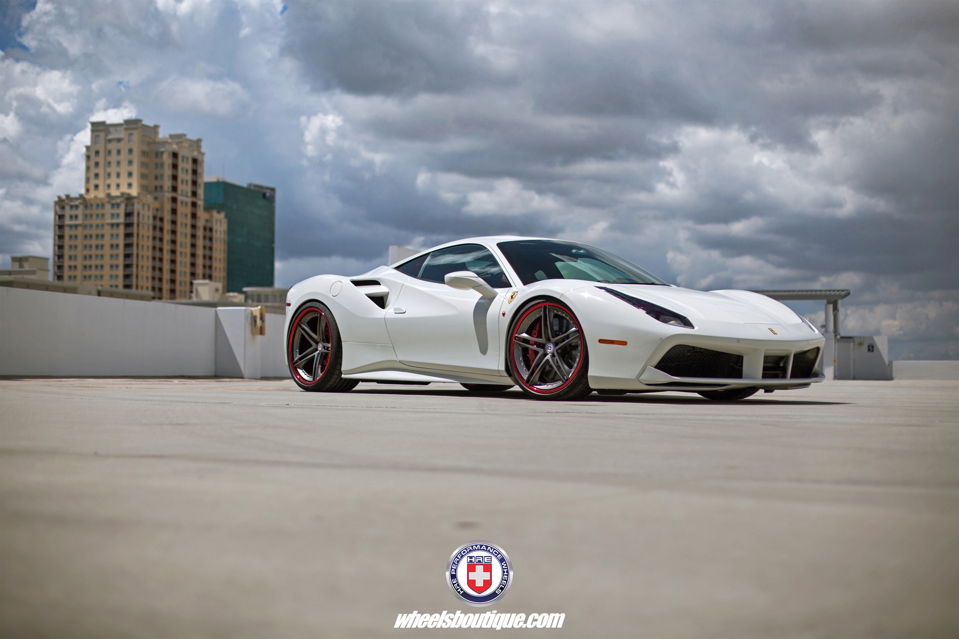 Ferrari 488 | Bianco Avus | on HRE S207 | Frozen Polished Dark Clear
