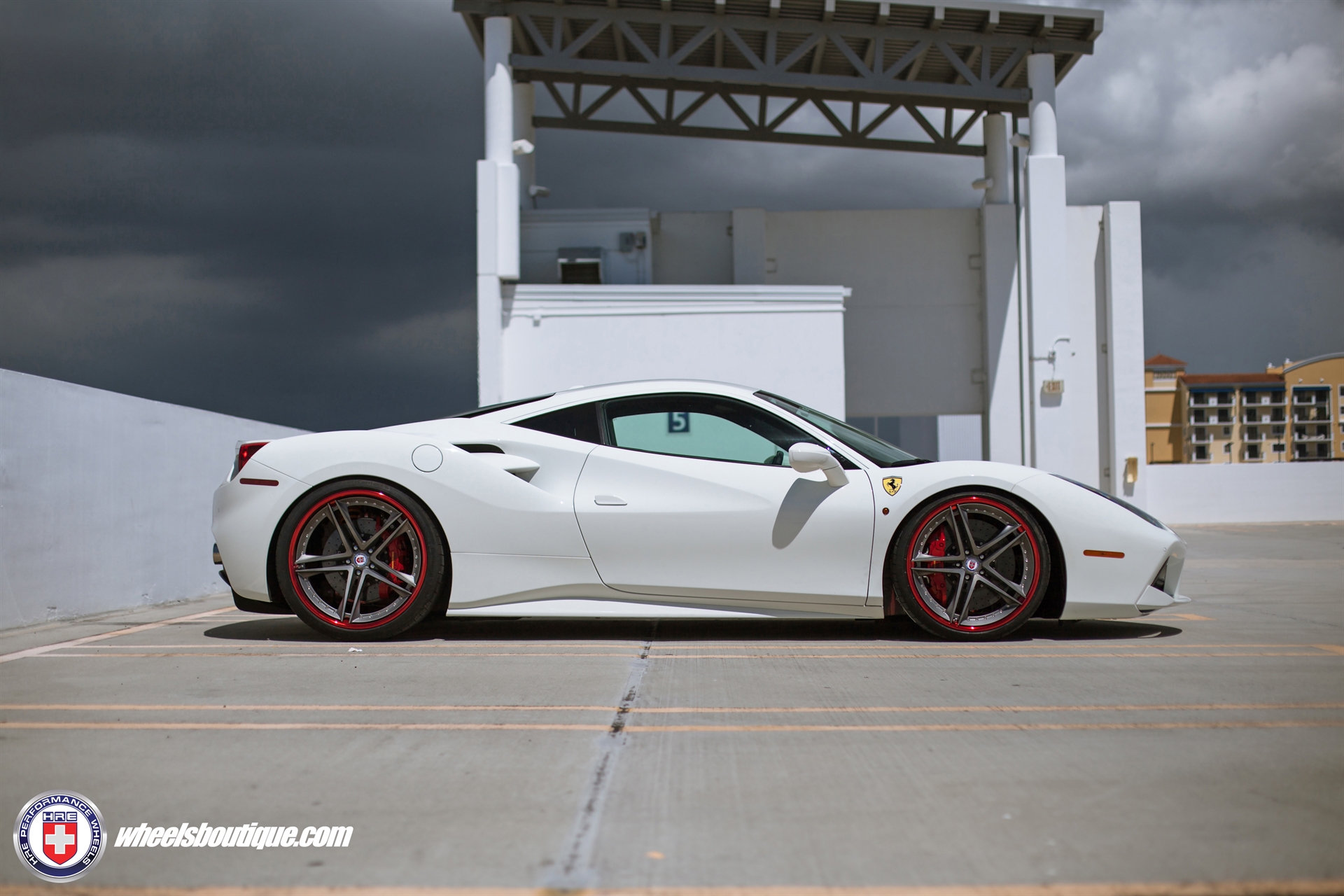 Ferrari 488 | Bianco Avus | on HRE S207 | Frozen Polished Dark Clear