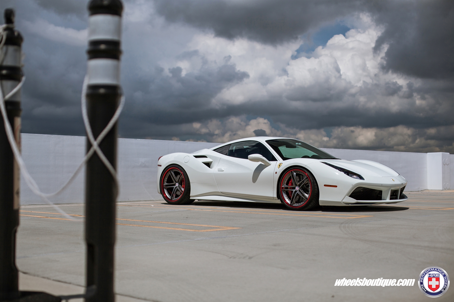 Ferrari 488 | Bianco Avus | on HRE S207 | Frozen Polished Dark Clear