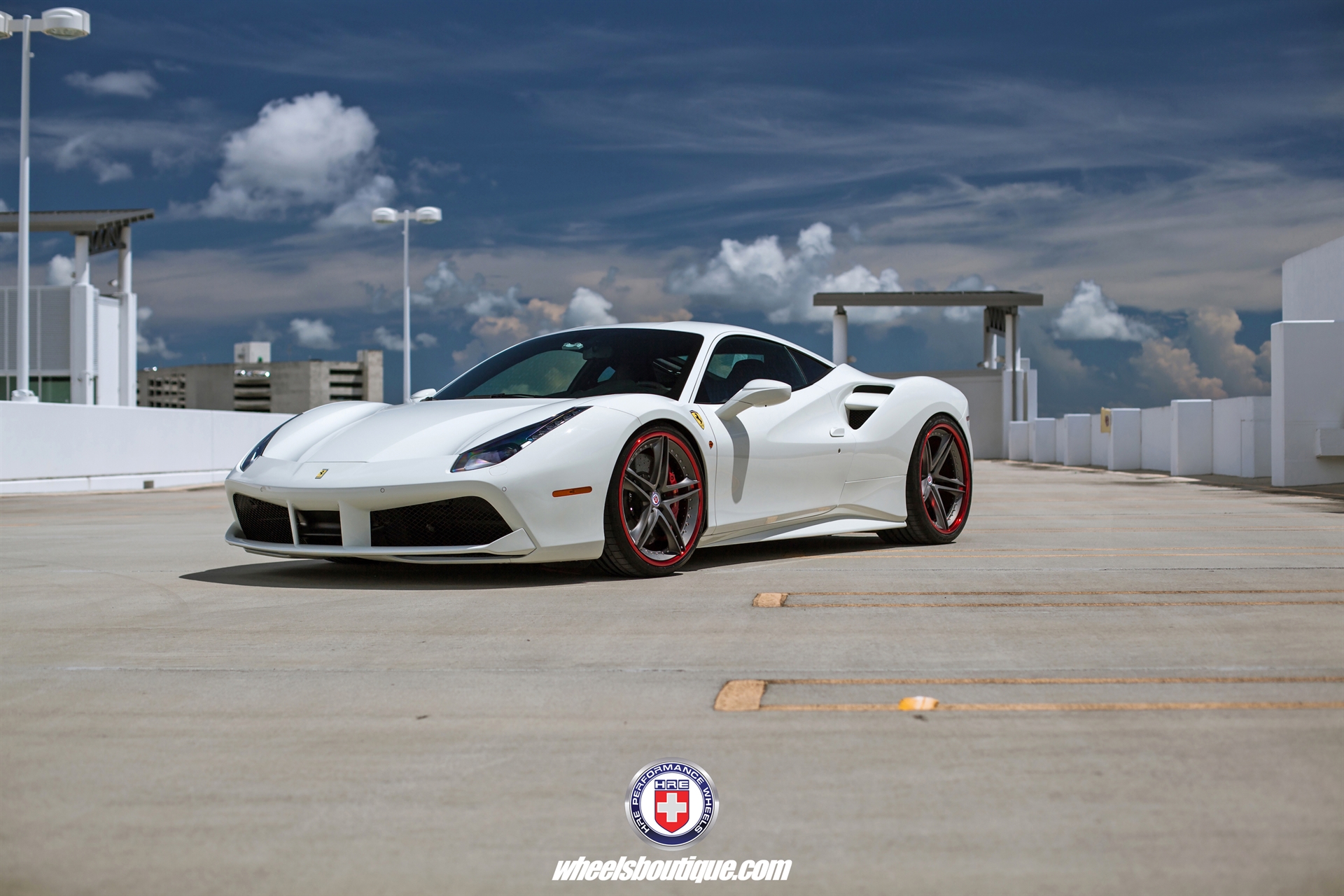 Ferrari 488 | Bianco Avus | on HRE S207 | Frozen Polished Dark Clear