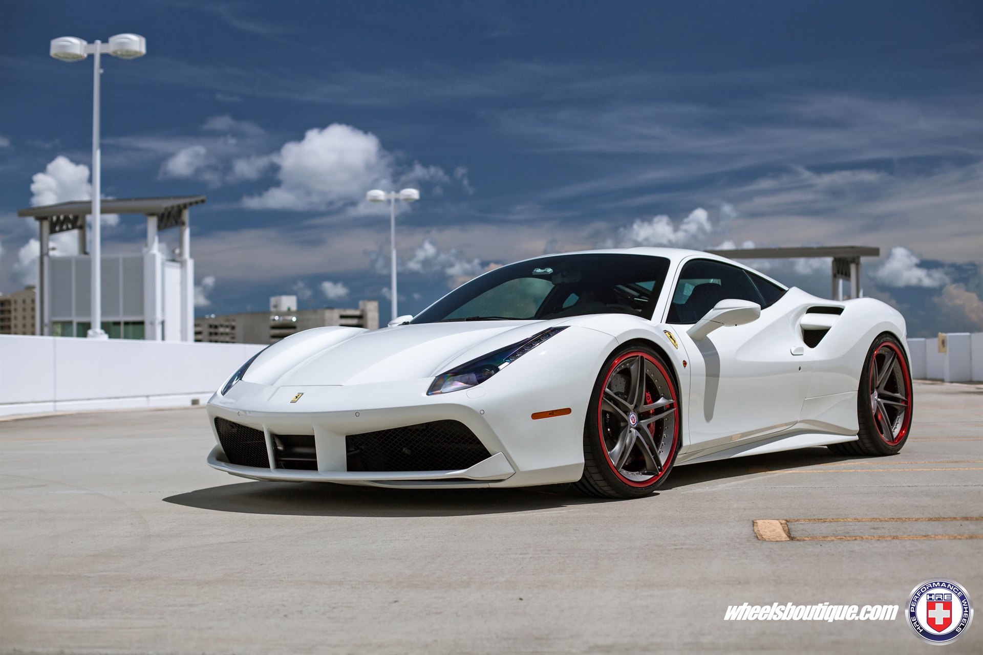 Ferrari 488 | Bianco Avus | on HRE S207 | Frozen Polished Dark Clear