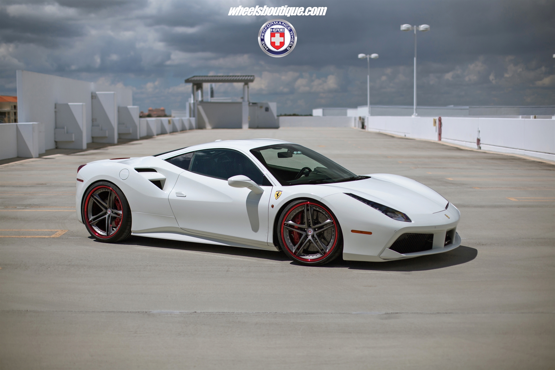 Ferrari 488 | Bianco Avus | on HRE S207 | Frozen Polished Dark Clear