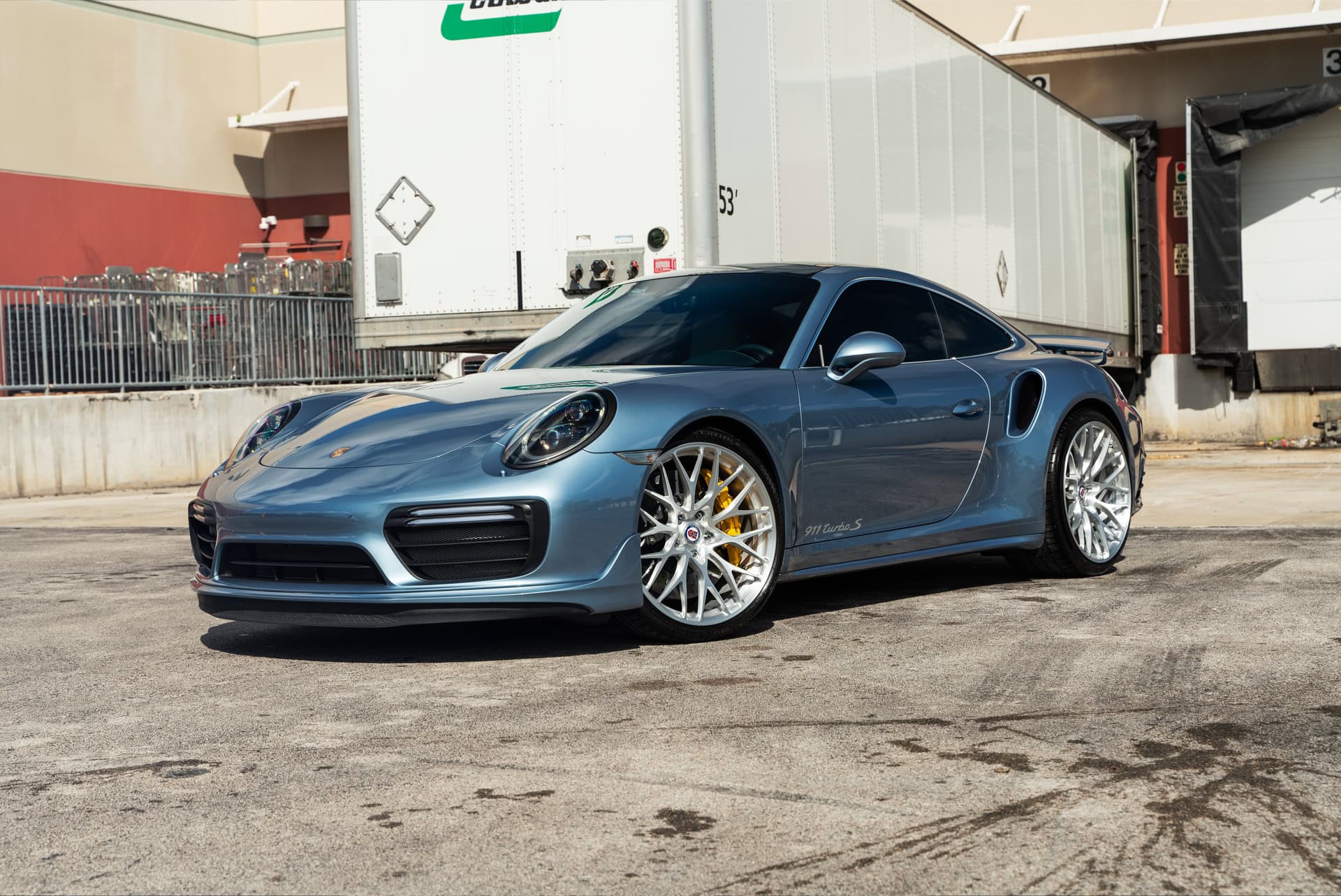 Photo 21 of Porsche 991 Turbo S | Ice Blue Metallic | on HRE 520M | Brushed Clear