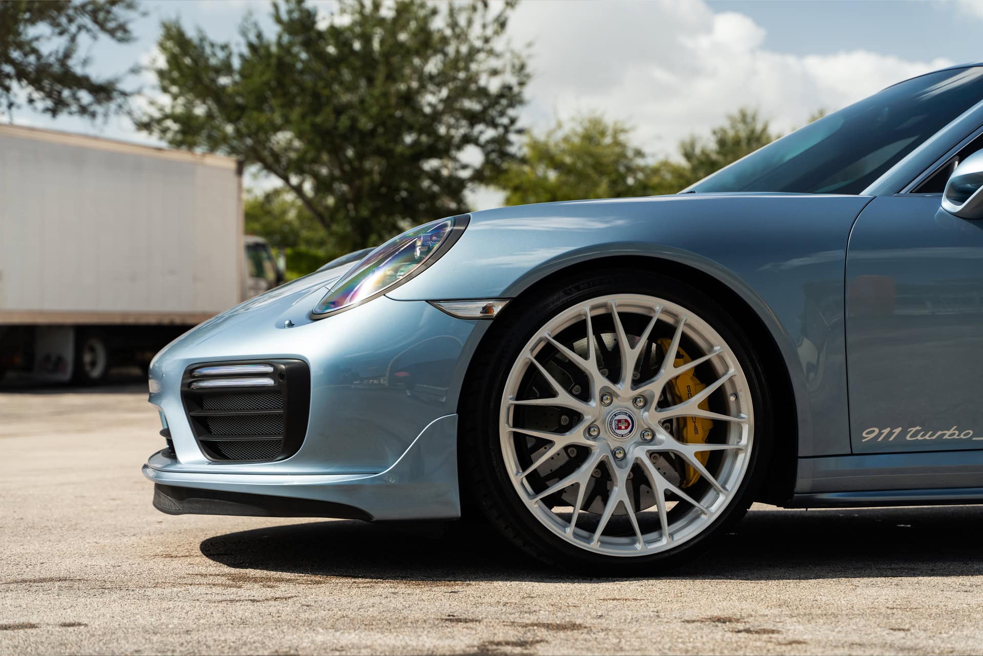 Photo 29 of Porsche 991 Turbo S | Ice Blue Metallic | on HRE 520M | Brushed Clear