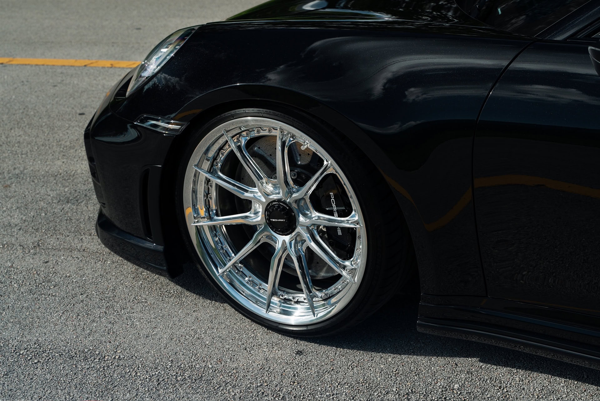 Porsche 992 Turbo S | Jet Black Metallic | on HRE S104SC | Polished Clear | Techart Aero Kit