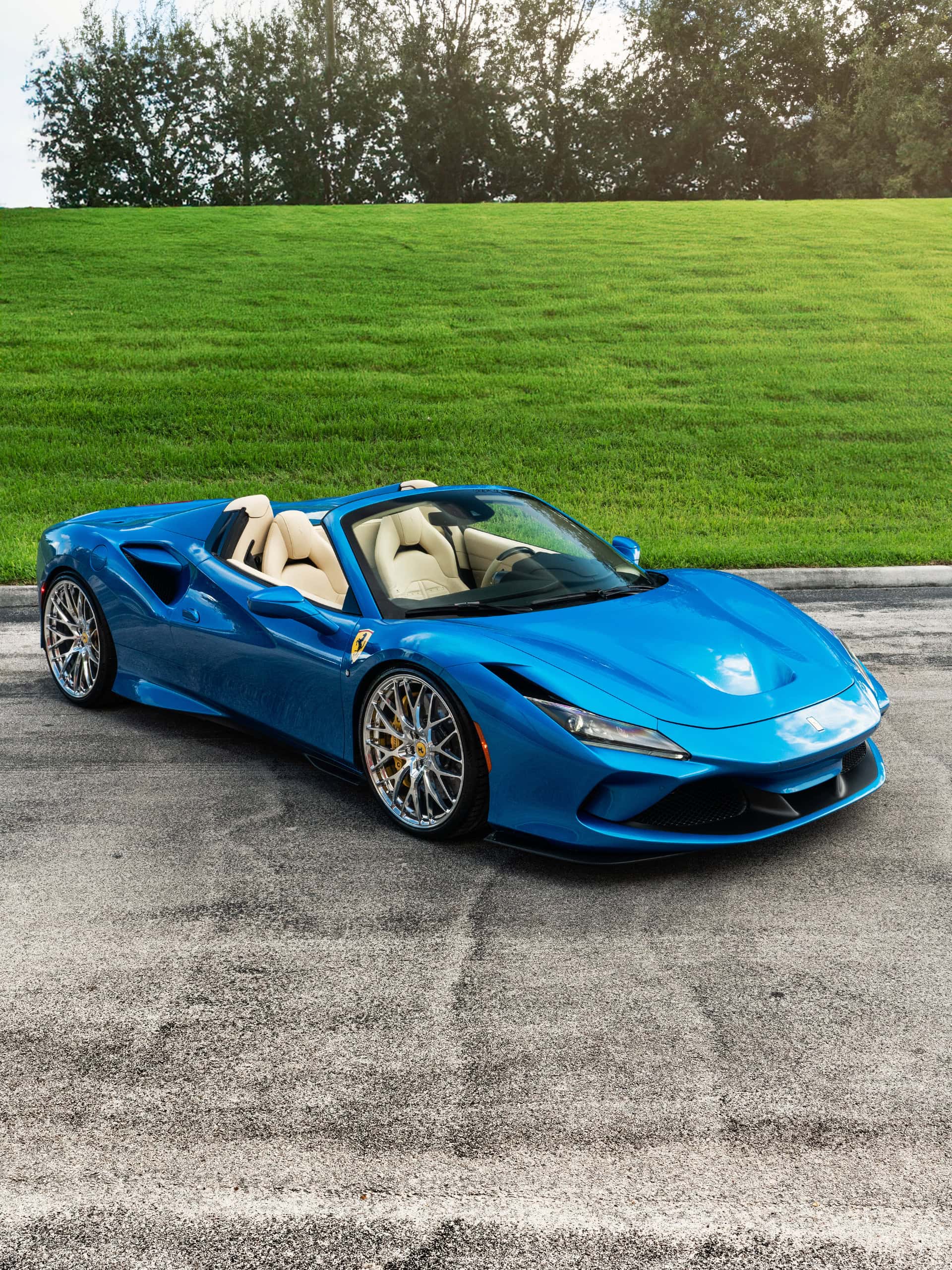 Ferrari F8 | Blue Corza | on HRE 520M | Polished Clear
