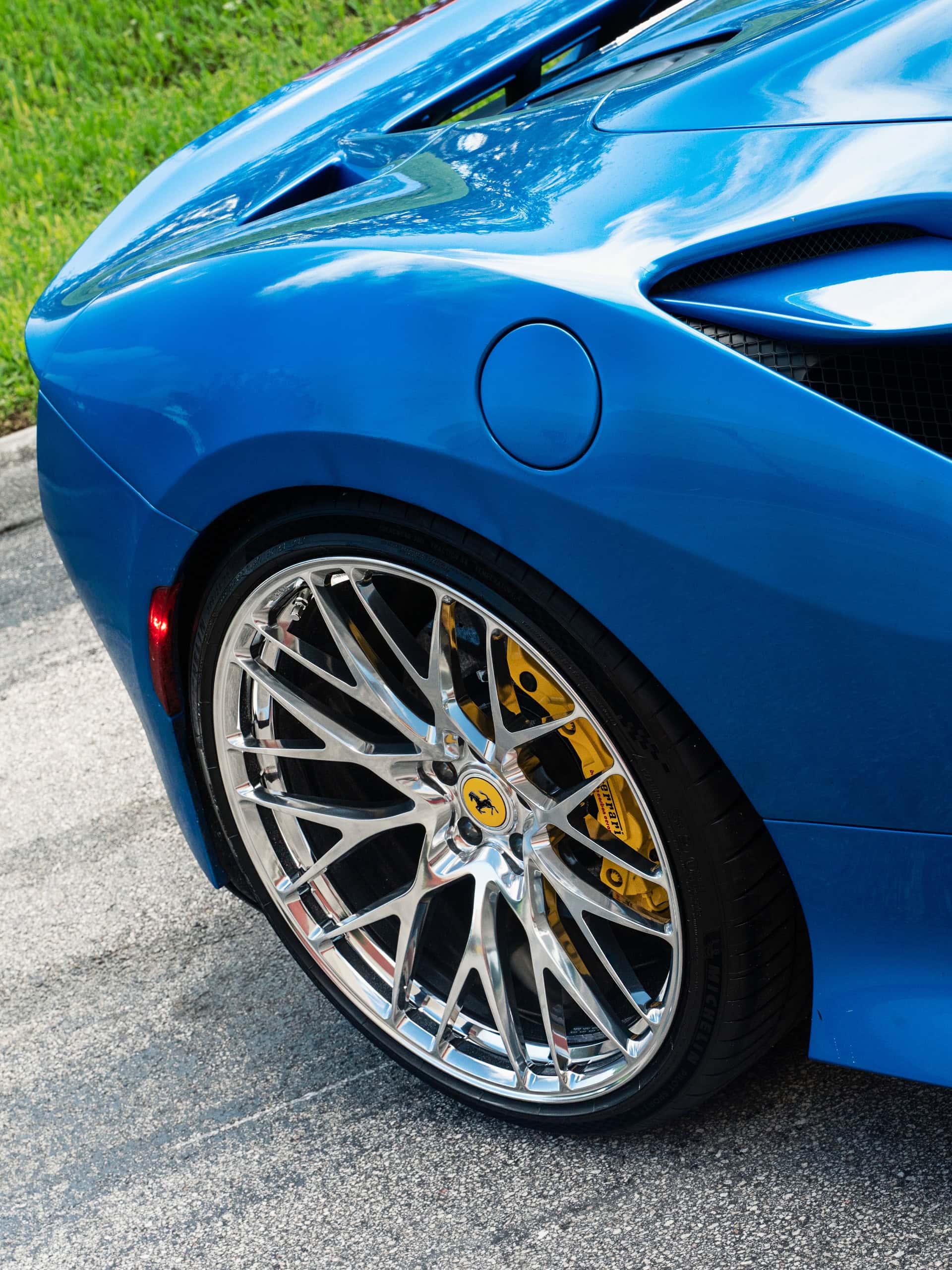 Ferrari F8 | Blue Corza | on HRE 520M | Polished Clear