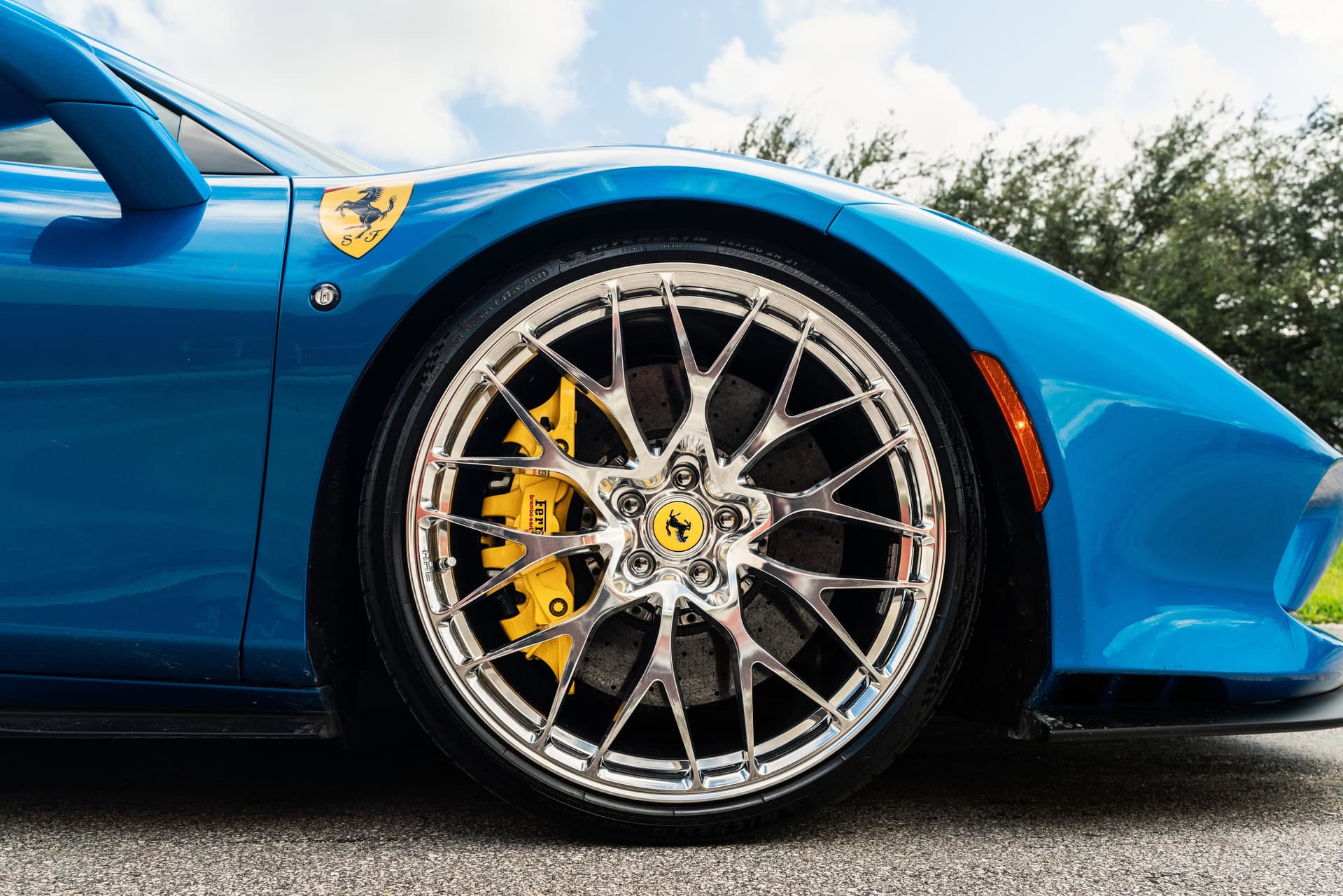 Ferrari F8 | Blue Corza | on HRE 520M | Polished Clear