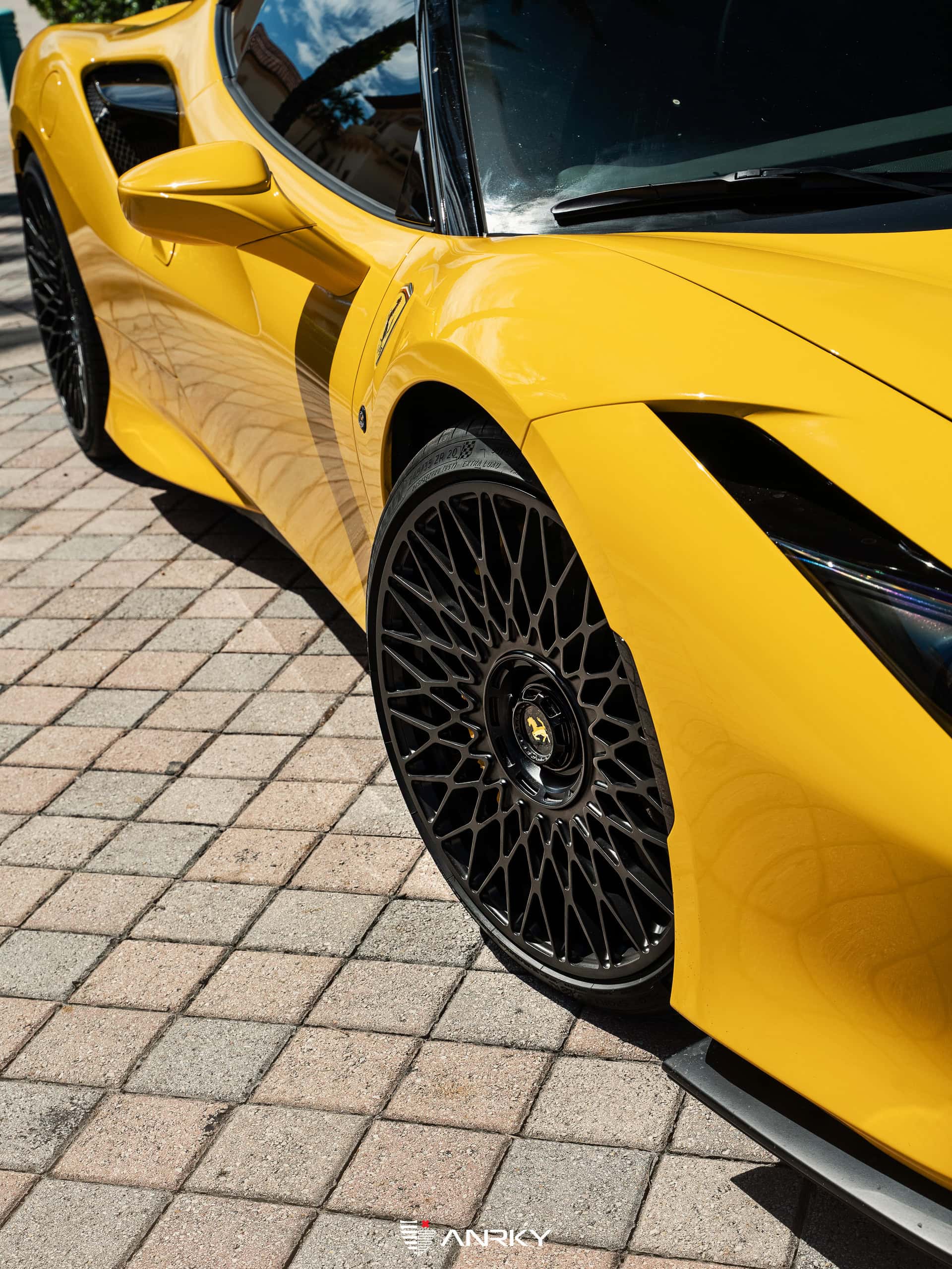 Photo 22 of Ferrari F8 | Giallo Modena | on ANRKY AN12 | Satin Black