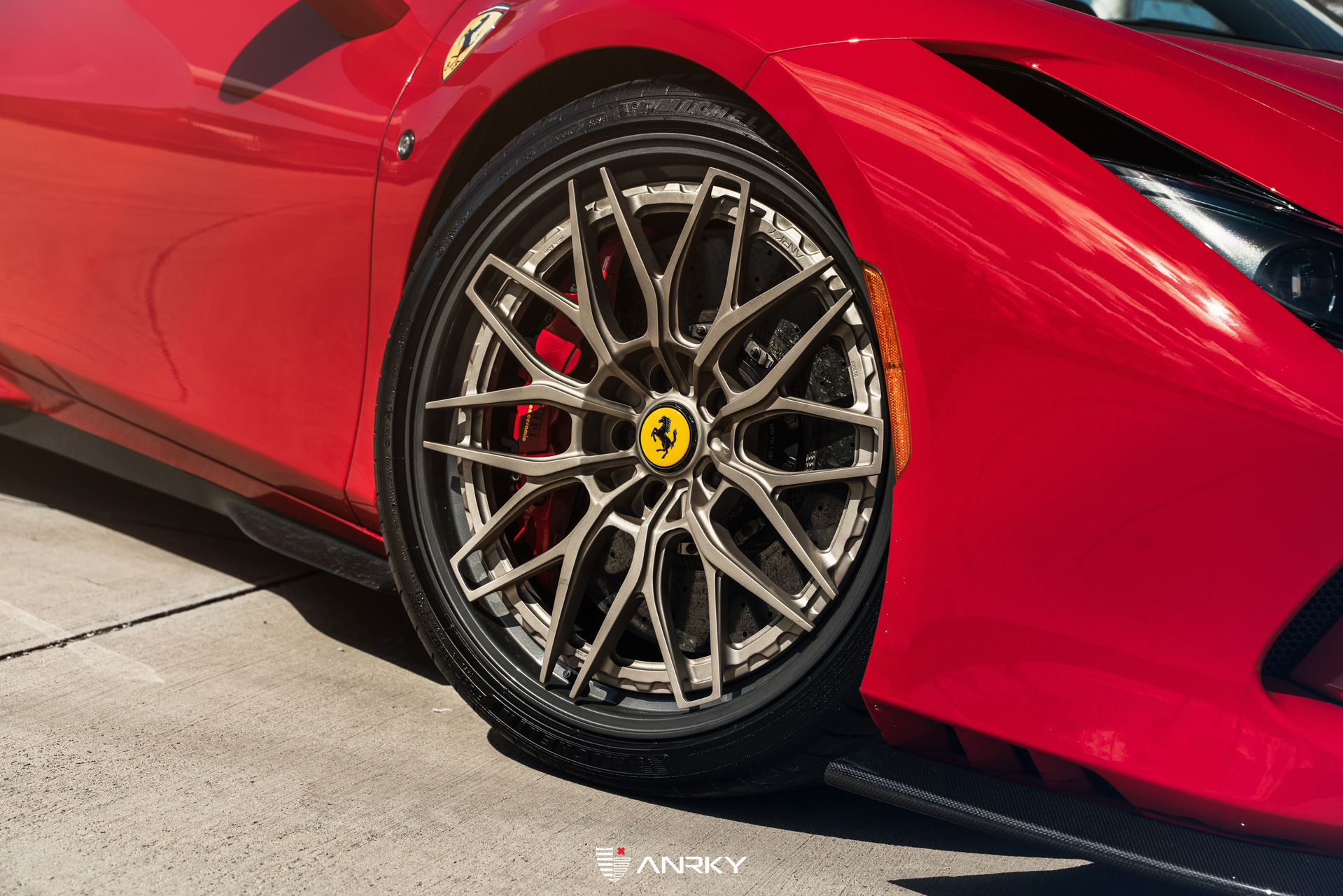 Ferrari F8 Spider | Rosso Corza | on ANRKY RS1.3 | Satin White Gold