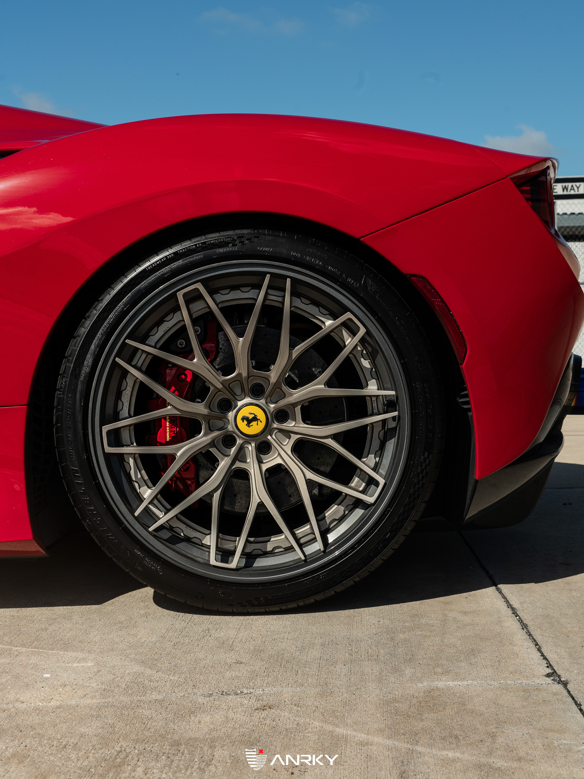 Ferrari F8 Spider | Rosso Corza | on ANRKY RS1.3 | Satin White Gold