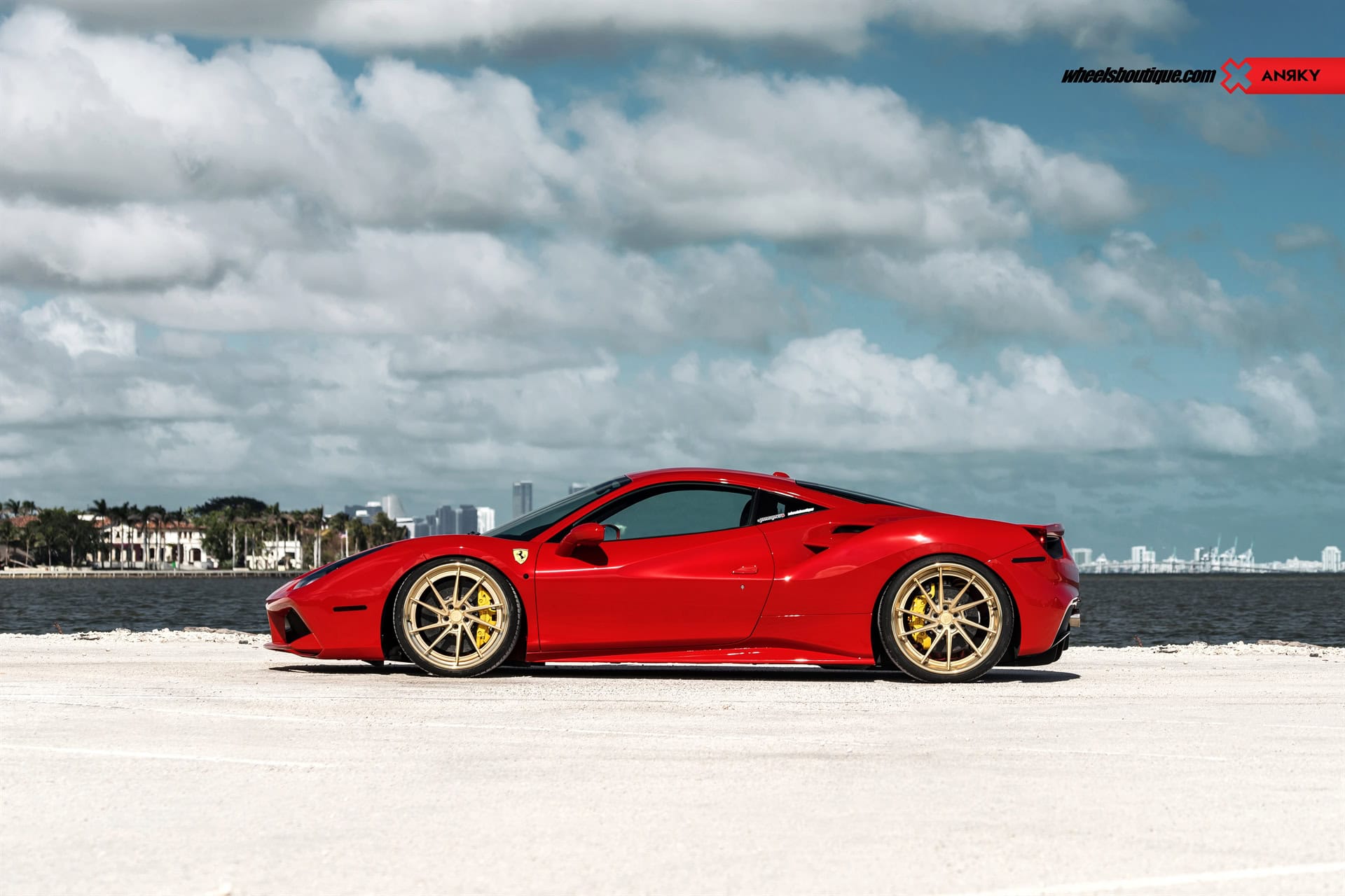 Ferrari 488 GTB | Rosso Corza | on ANRKY AN33 | Two-Tone Brushed Satin Gold with Stone Satin Gold Windows