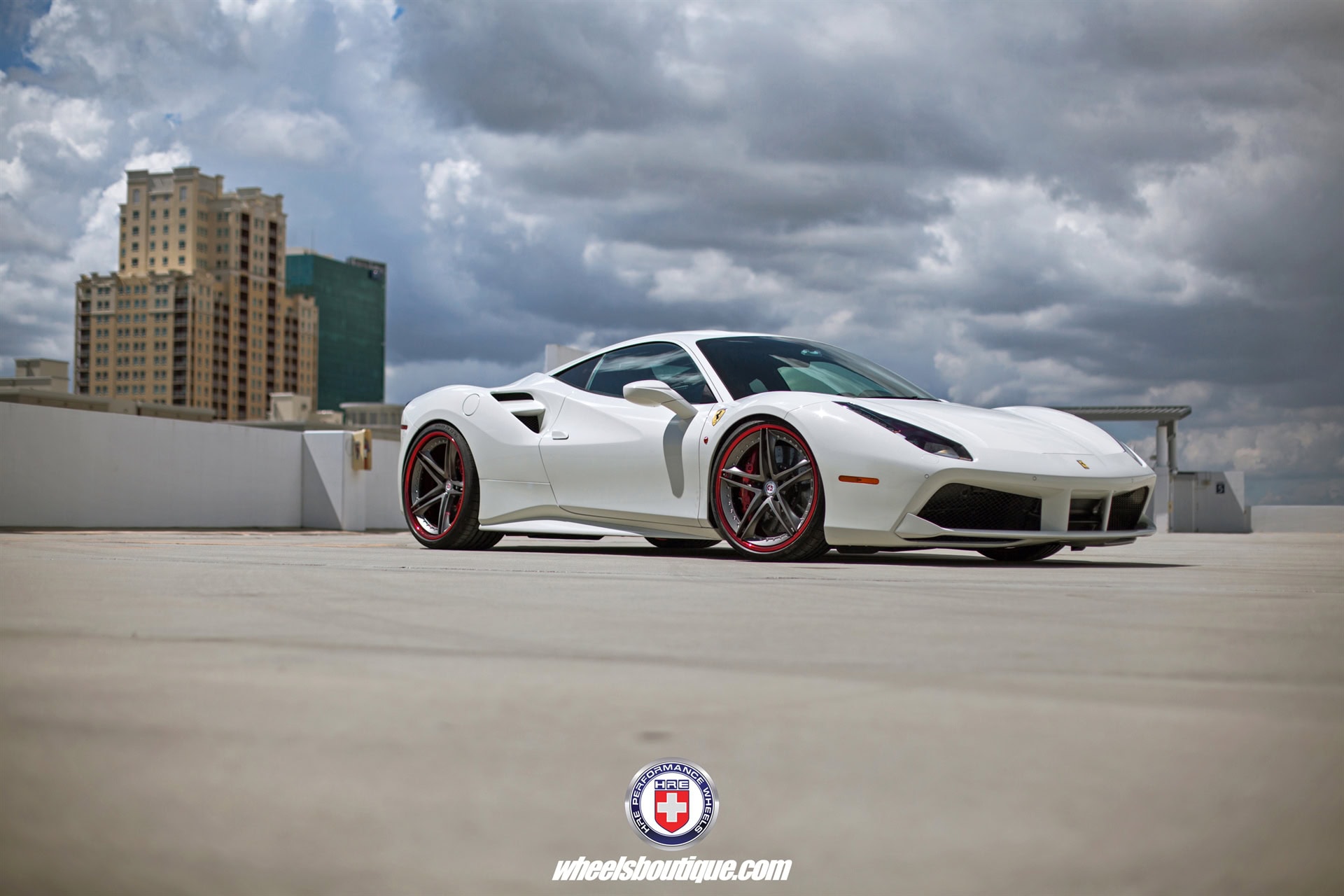 Ferrari 488 | Bianco Avus | on HRE S207 | Frozen Polished Dark Clear