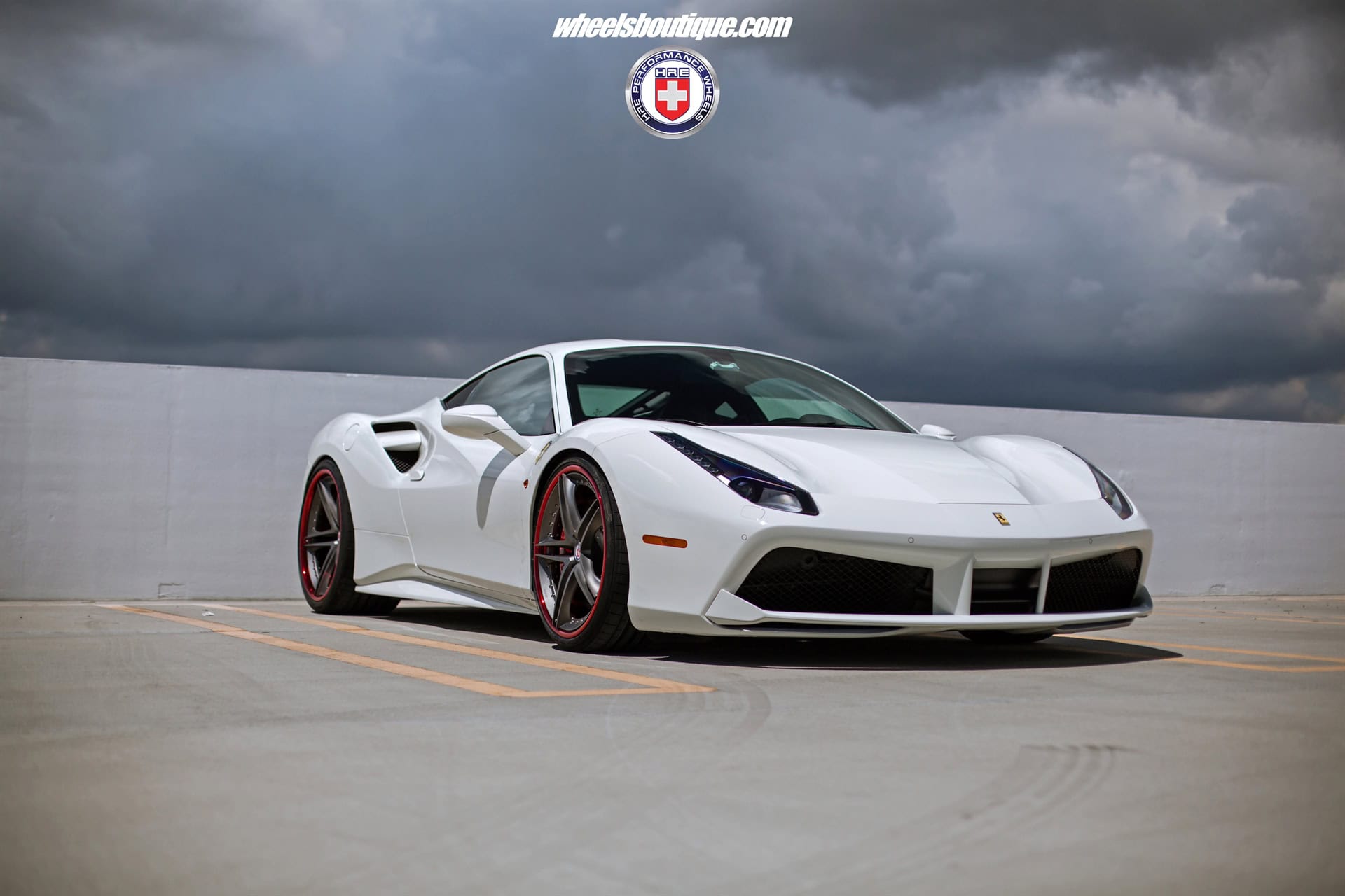 Ferrari 488 | Bianco Avus | on HRE S207 | Frozen Polished Dark Clear