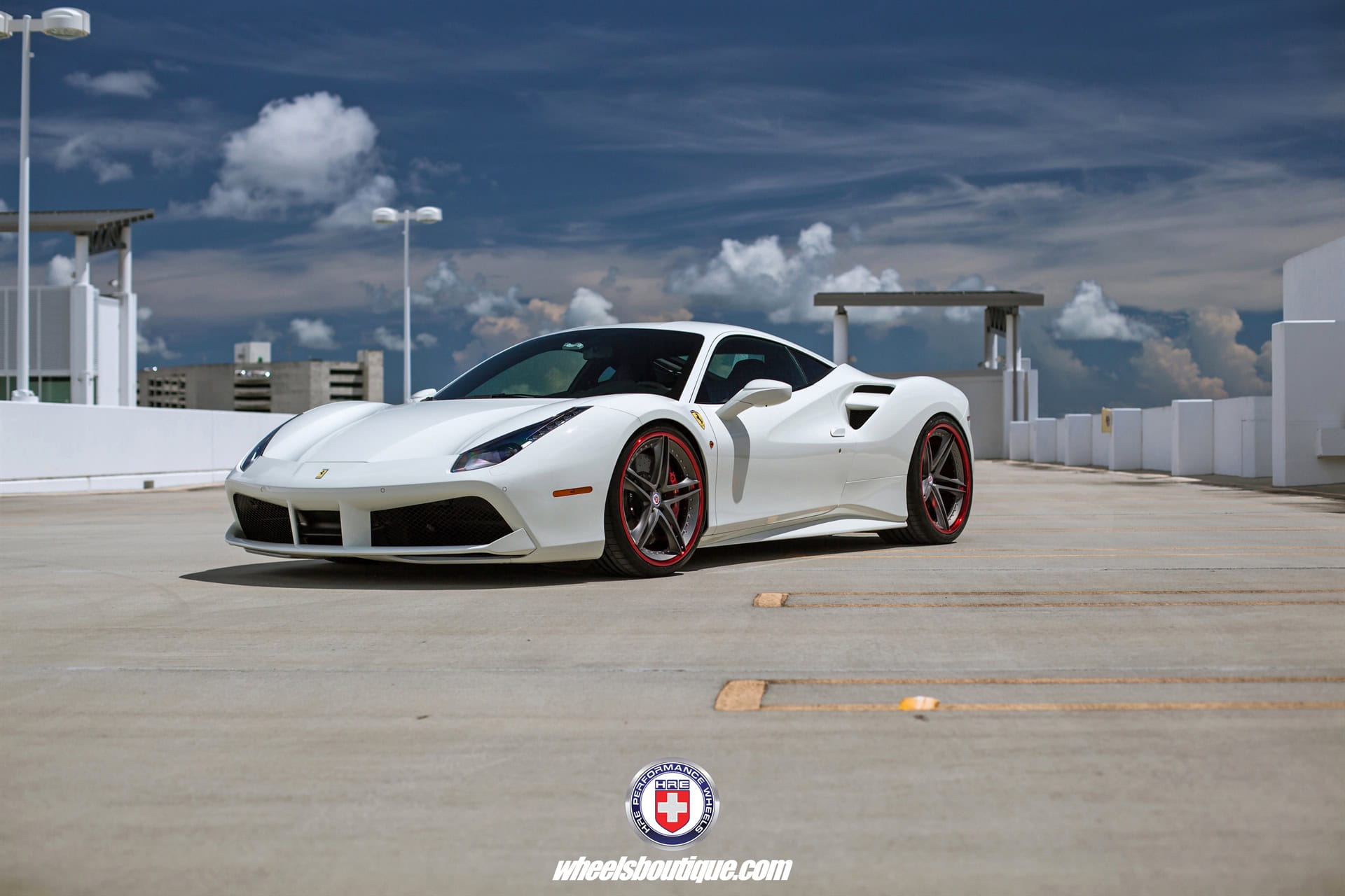 Ferrari 488 | Bianco Avus | on HRE S207 | Frozen Polished Dark Clear