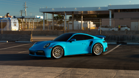 Porsche 992.1 Turbo S | Riviera Blue| on HRE 520 FMR | Brushed Clear