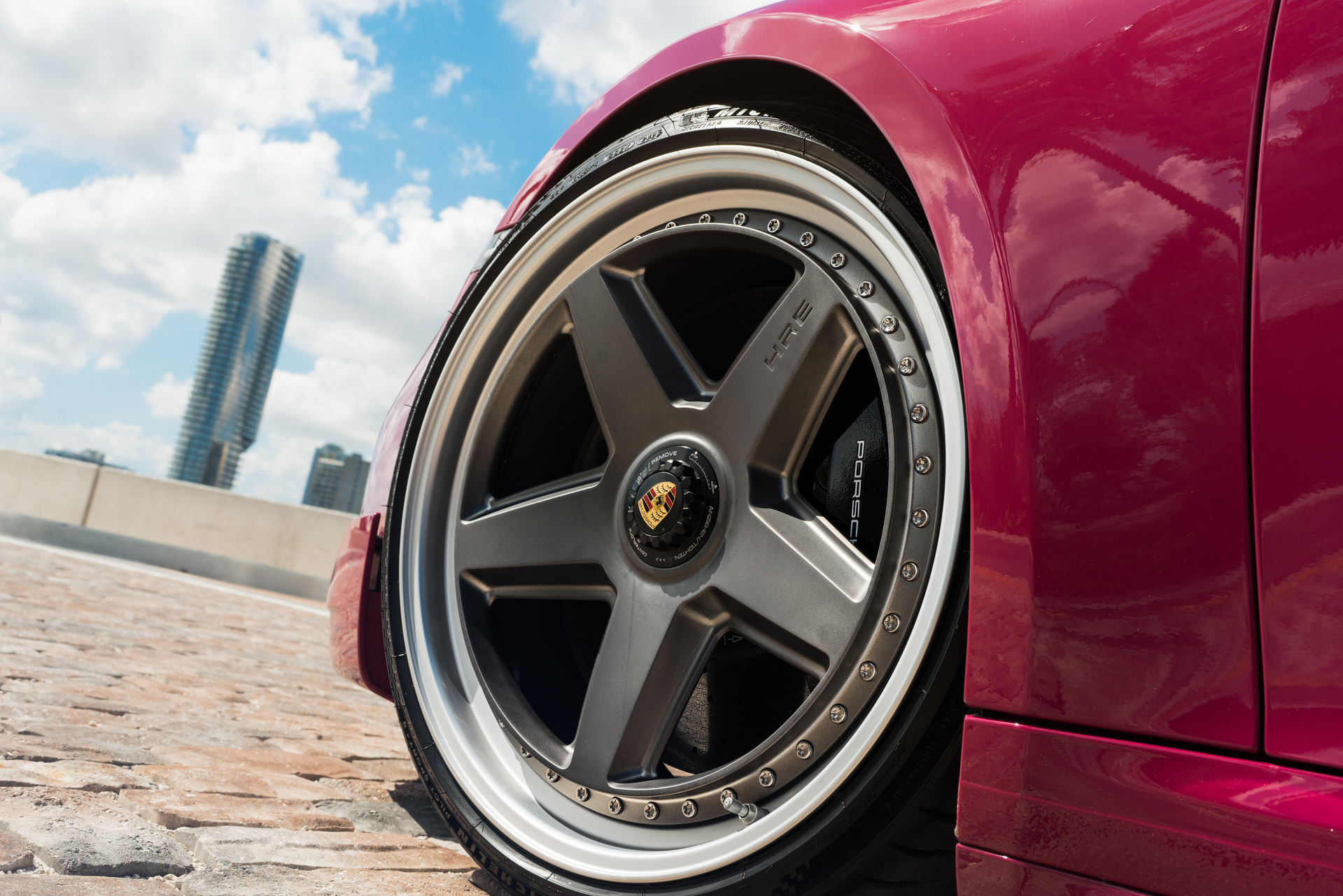 Porsche 992 Ruby Star on HRE 517 Wheels
