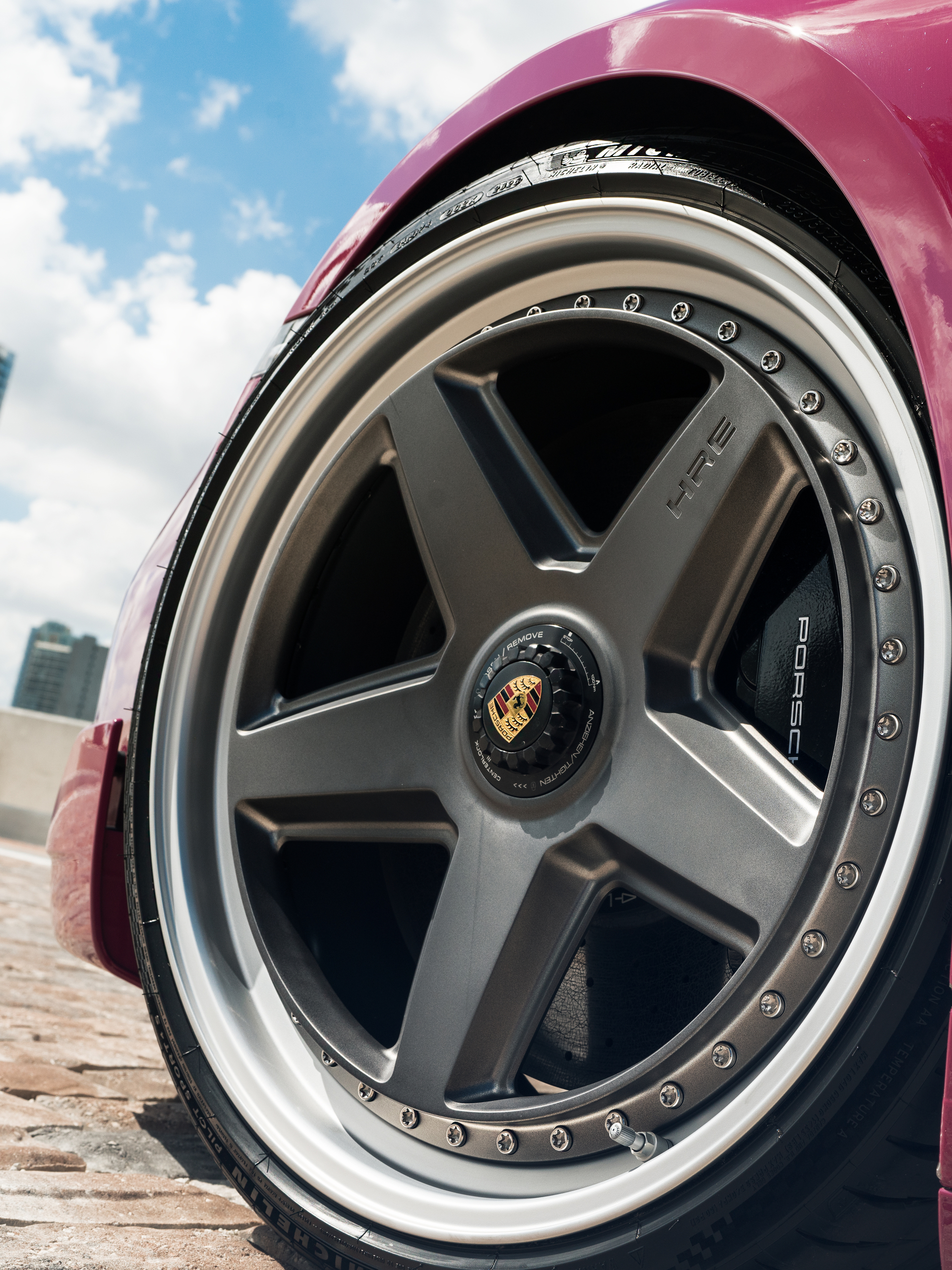 Porsche 992 Ruby Star on HRE 517 Wheels