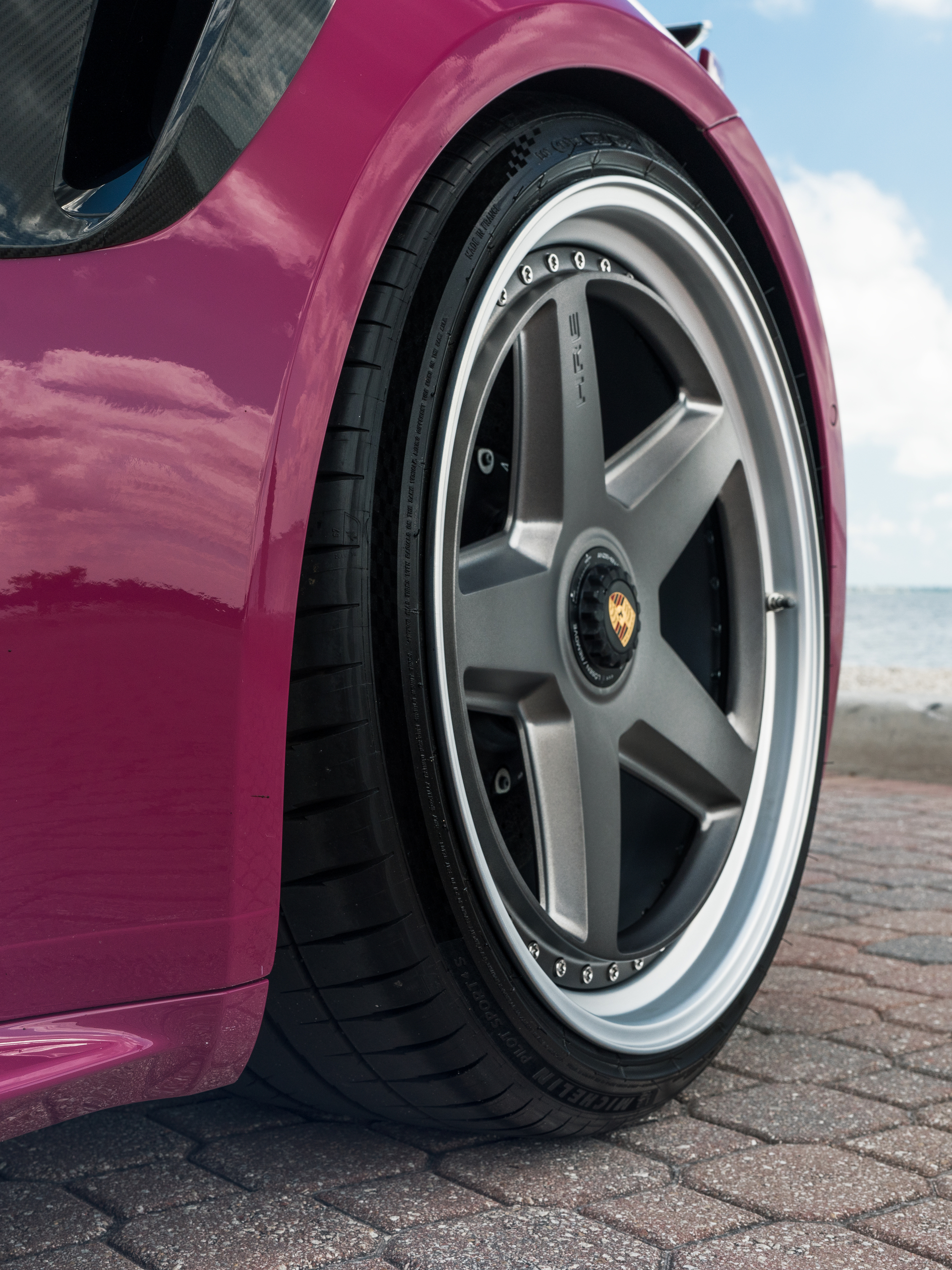 Porsche 992 Ruby Star on HRE 517 Wheels