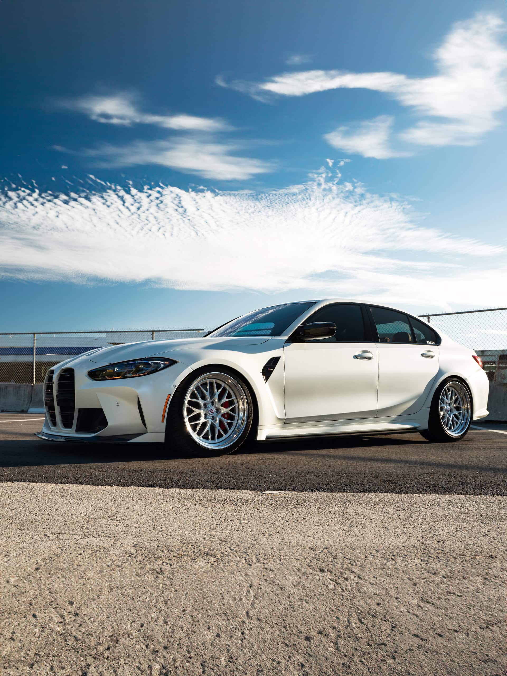 BMW G80 M3 | Alpine White | on HRE 520 FMR | Brushed Clear