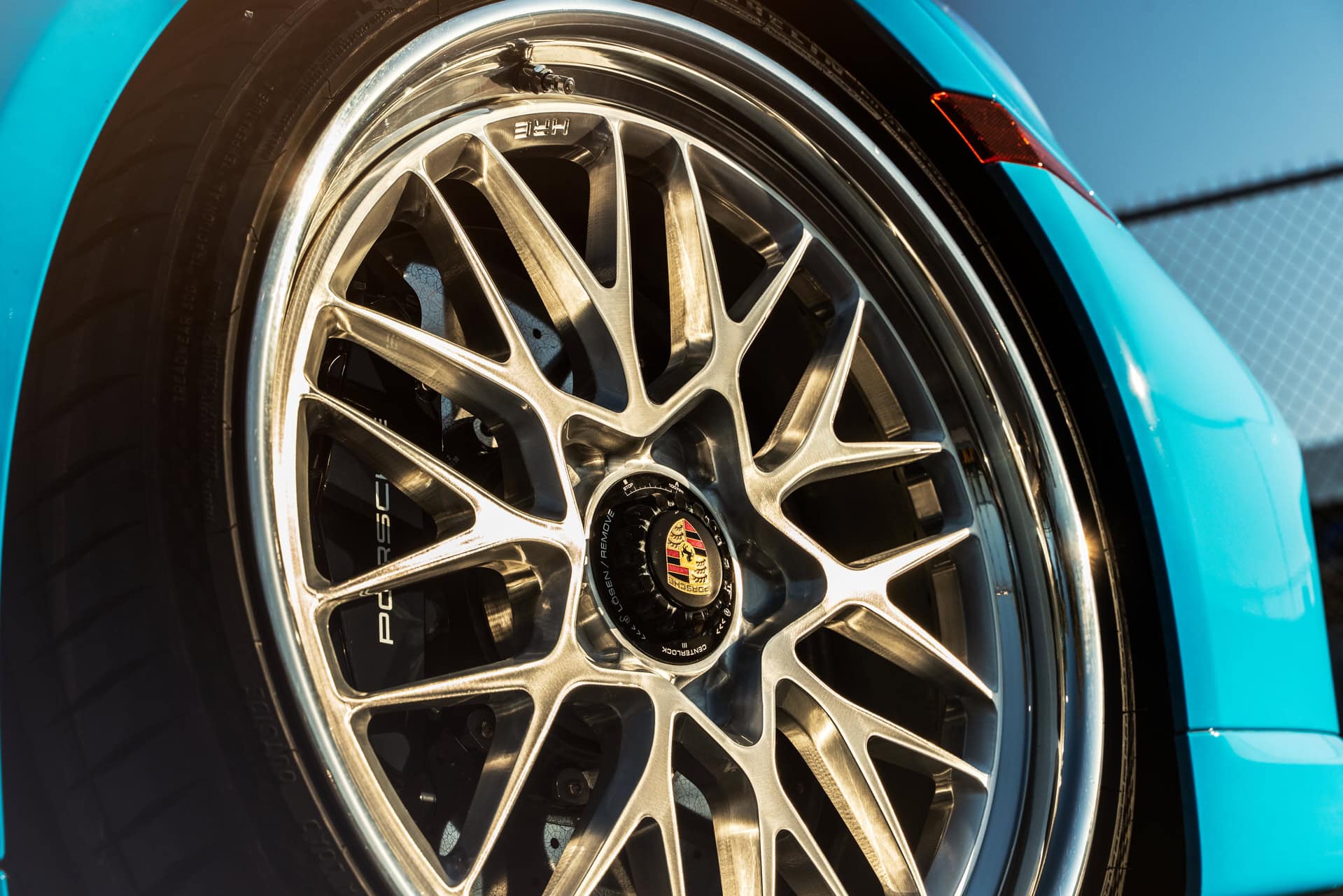 Porsche 992.1 Turbo S | Riviera Blue| on HRE 520 FMR | Brushed Clear