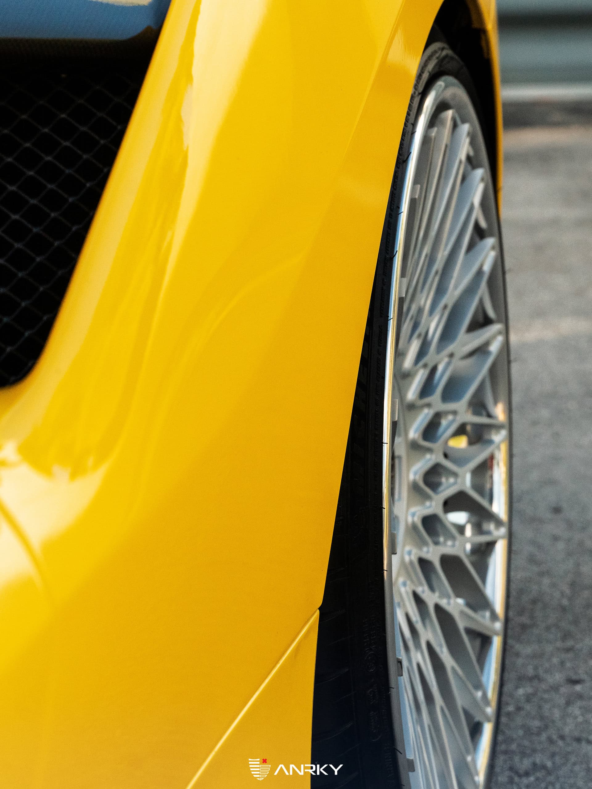 Photo 22 of Ferrari 488 Spider | Giallo Modena | on ANRKY RS7.3 | Frozen Polished Clear