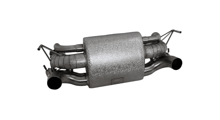 POWER OPTIMIZED EXHAUST SYSTEM WITH FLAP-REGULATION, COMPLETE HEAT-PROTECTED