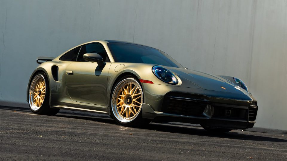 Porsche 992 Turbo S | Aventurine Green | on HRE 540 FMR | Frozen Brushed Gold