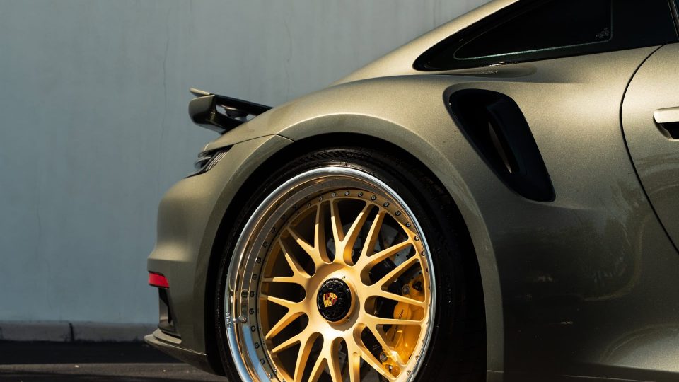 Porsche 992 Turbo S | Aventurine Green | on HRE 540 FMR | Frozen Brushed Gold