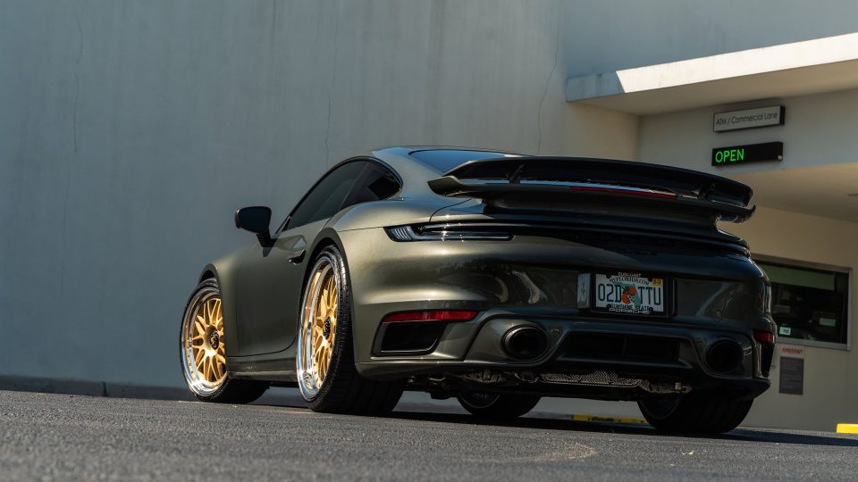 Porsche 992 Turbo S | Aventurine Green | on HRE 540 FMR | Frozen Brushed Gold
