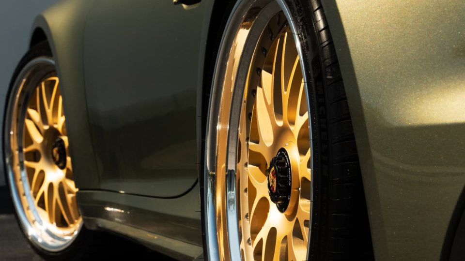 Porsche 992 Turbo S | Aventurine Green | on HRE 540 FMR | Frozen Brushed Gold