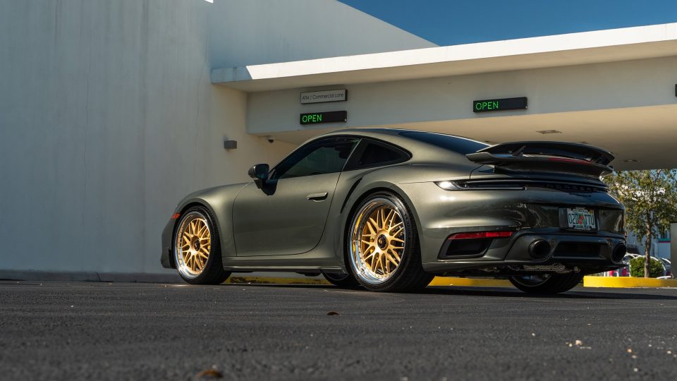 Porsche 992 Turbo S | Aventurine Green | on HRE 540 FMR | Frozen Brushed Gold