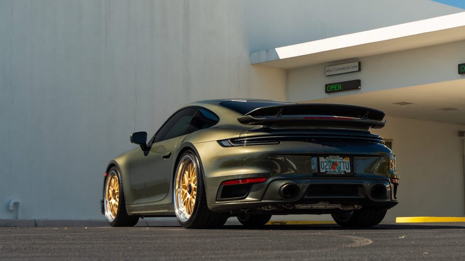 Porsche 992 Turbo S | Aventurine Green | on HRE 540 FMR | Frozen Brushed Gold