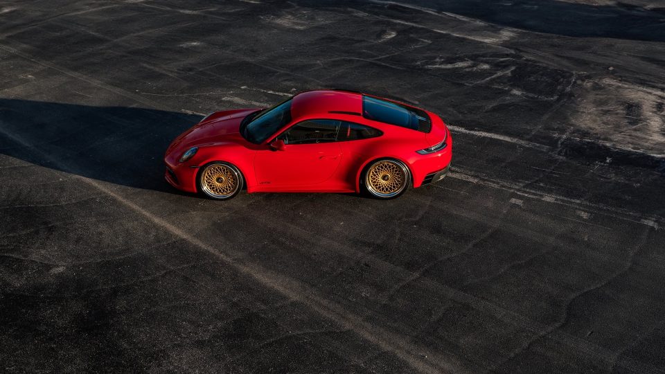 Porsche 992 Carrera GTS | Guards Red | 1886 S009 Wheels | Satin Gold